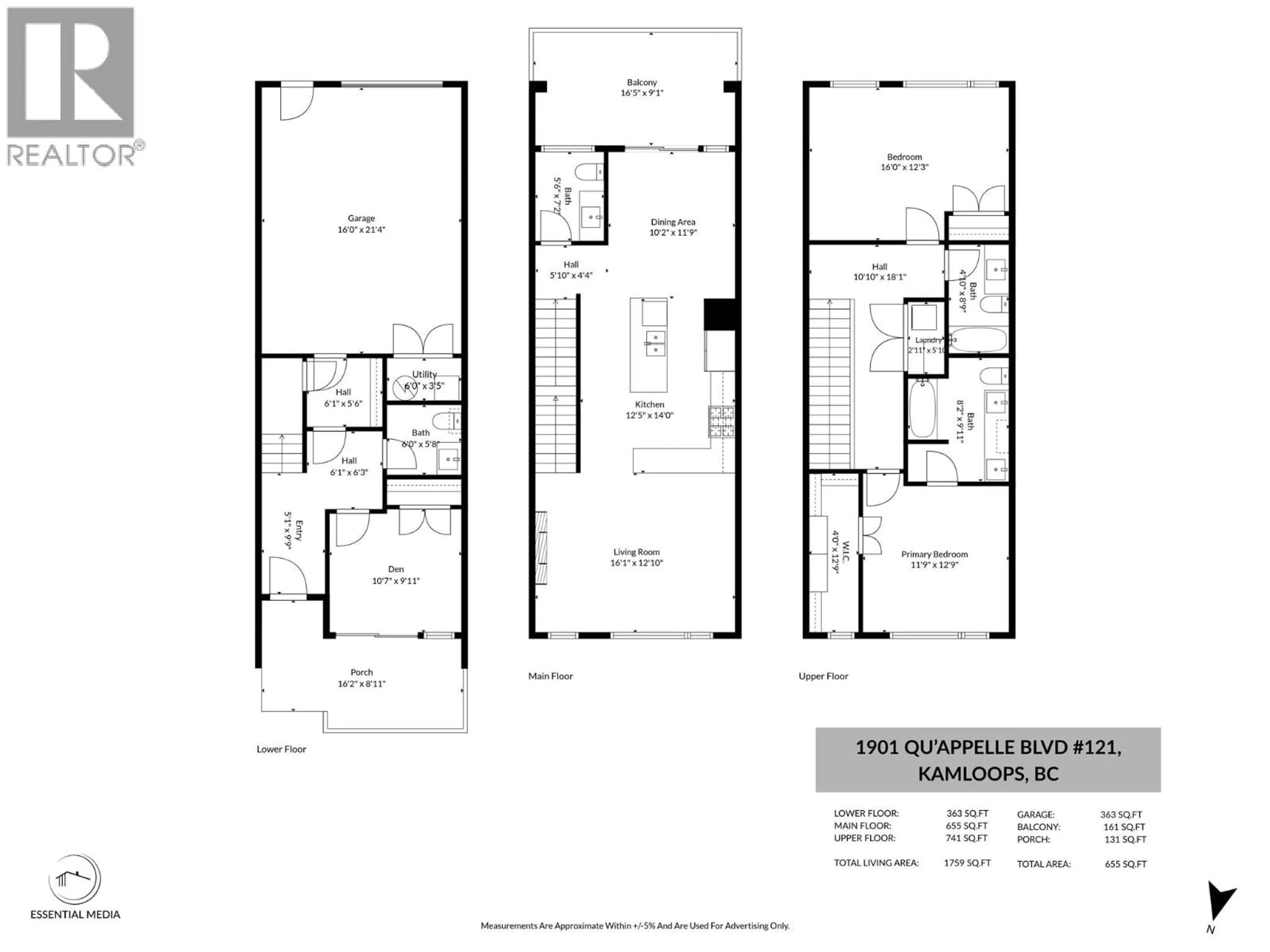 Floor plan for 121 - 1901 QU'APPELLE BOULEVARD, Kamloops British Columbia V2E0C9