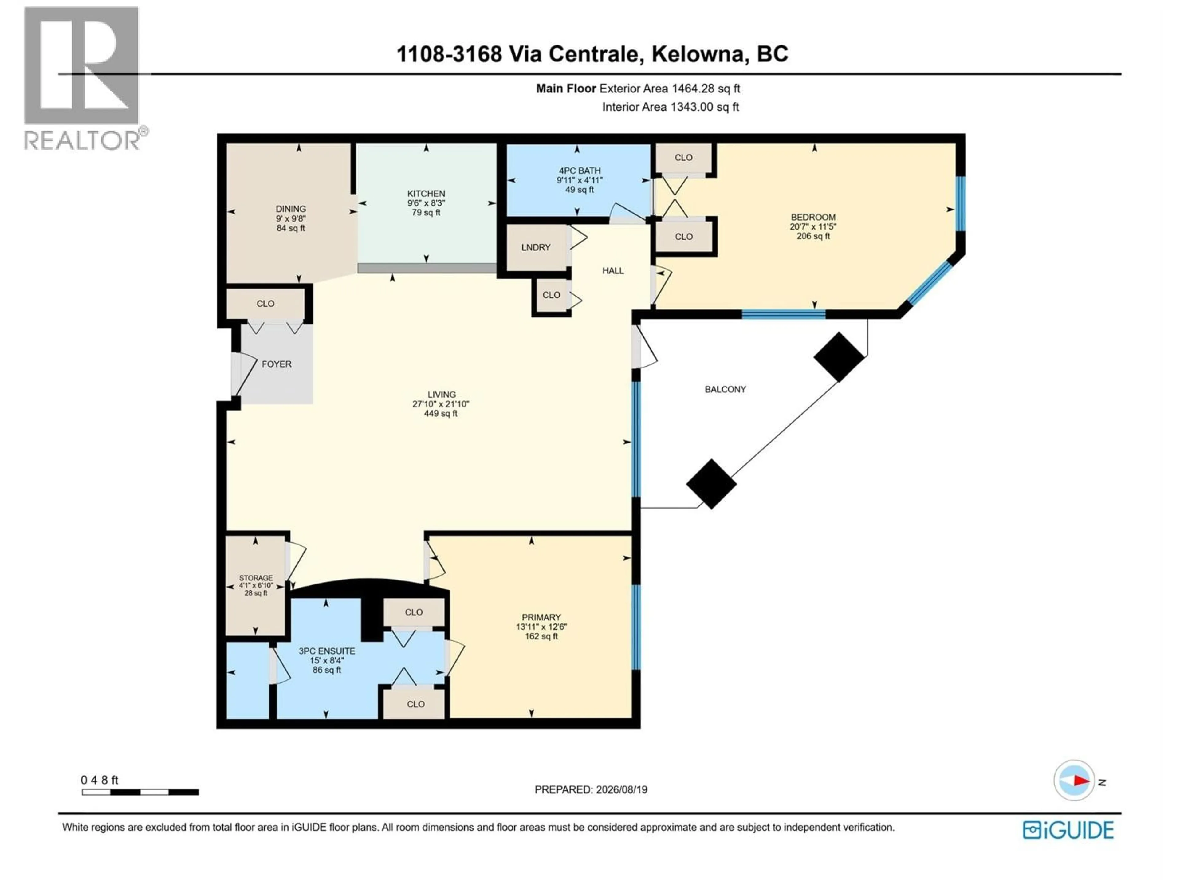 Floor plan for 1108 - 3168 VIA CENTRALE ROAD, Kelowna British Columbia V1V2R6