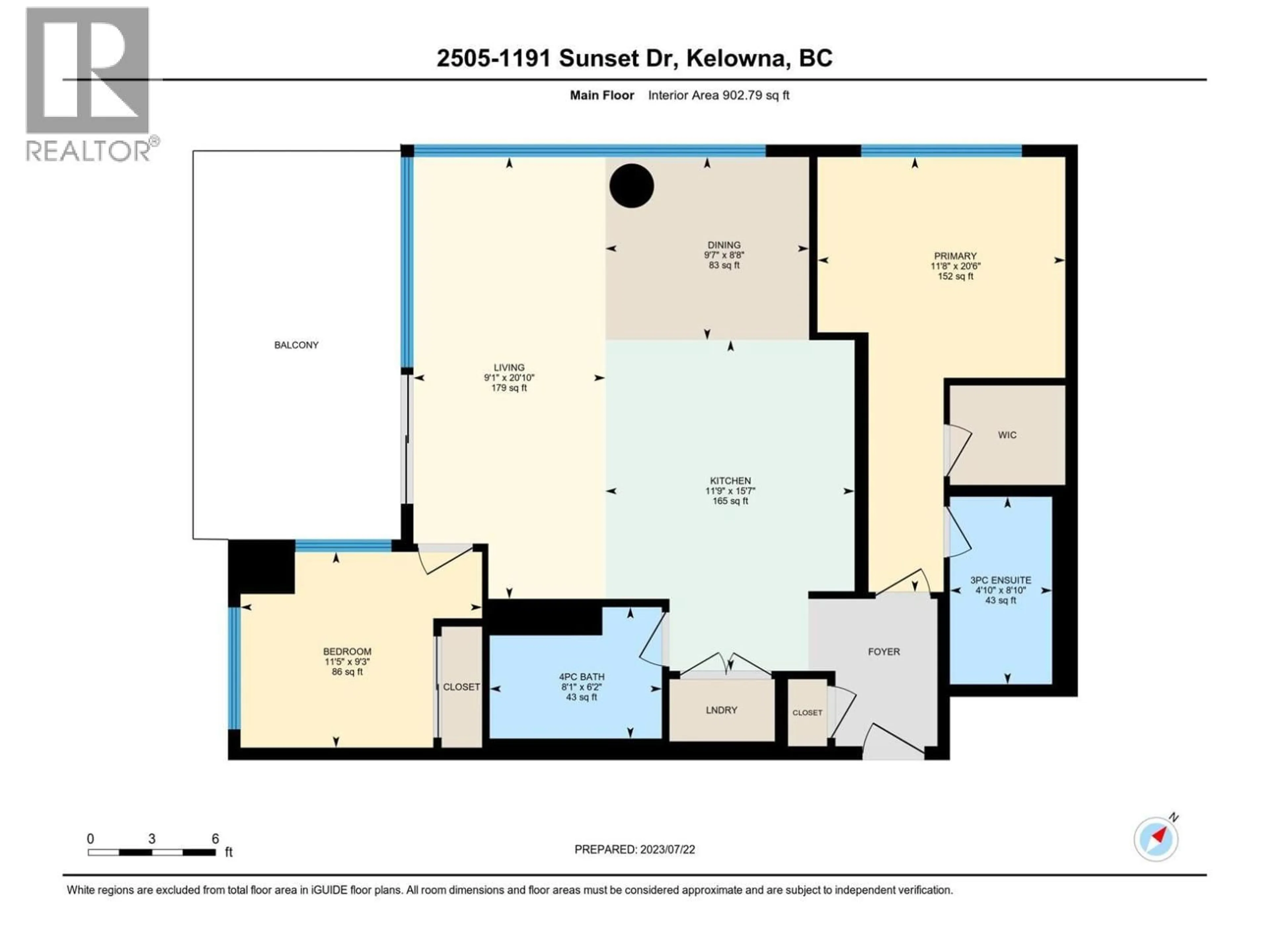 Floor plan for 2505 - 1191 SUNSET DRIVE, Kelowna British Columbia V1Y0J6