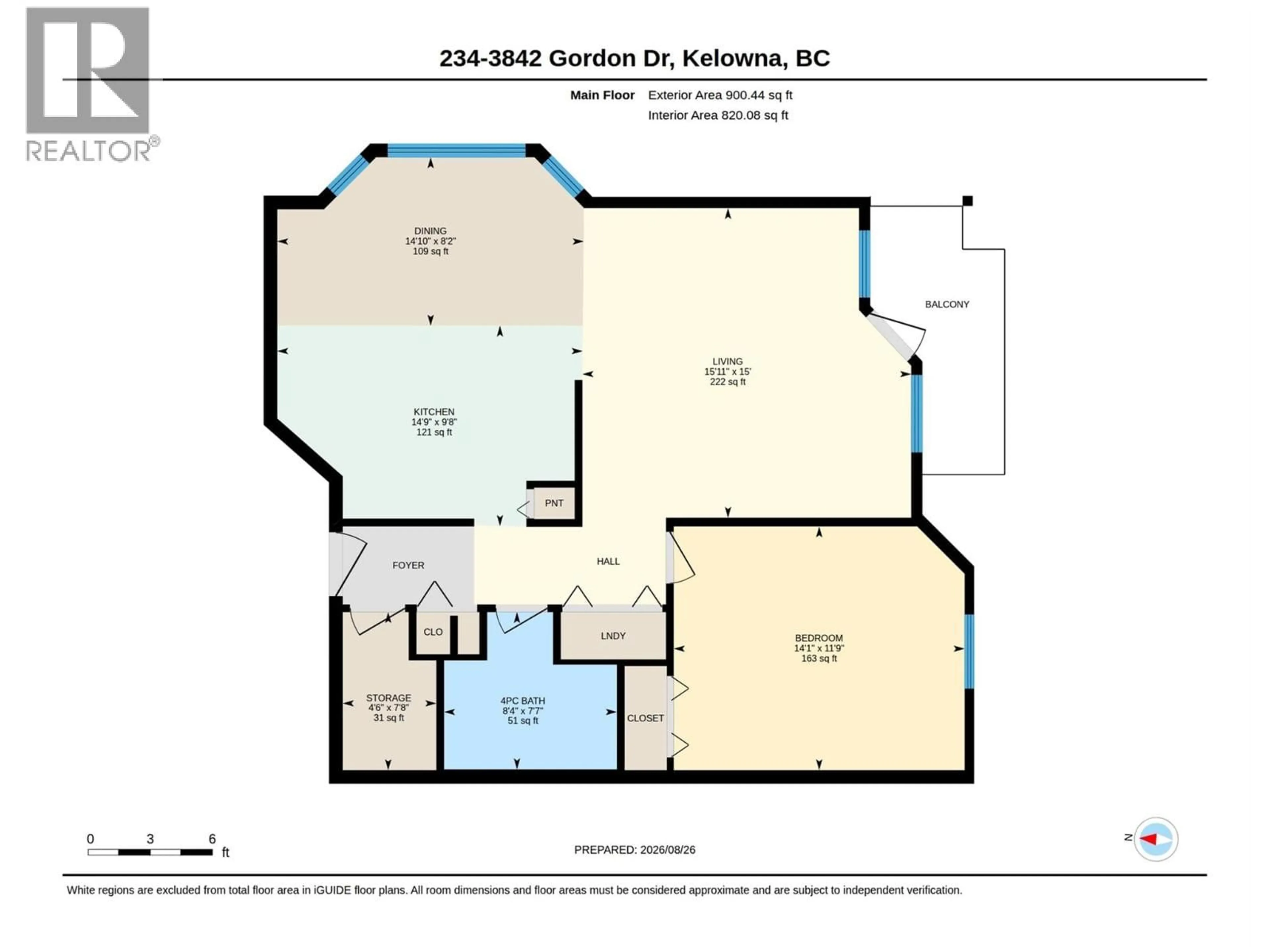 Floor plan for 234 - 3842 GORDON DRIVE, Kelowna British Columbia V1W3G5