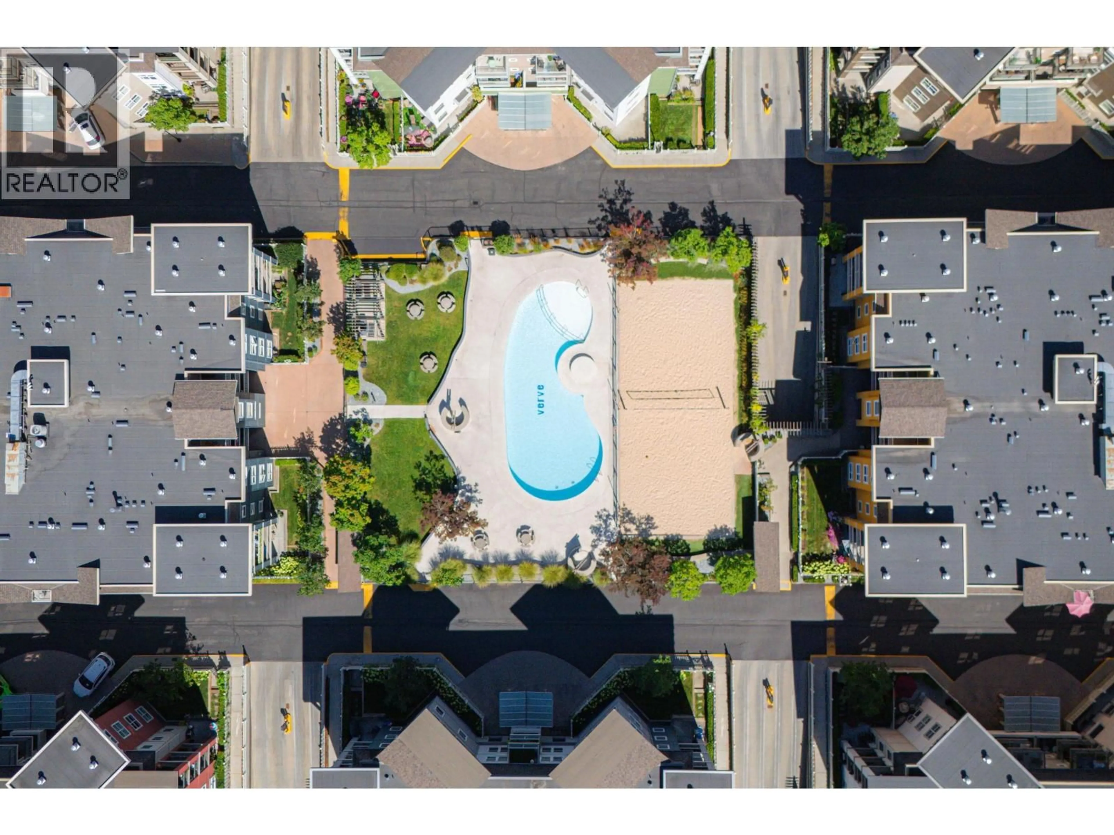 A pic from outside/outdoor area/front of a property/back of a property/a pic from drone, city buildings view from balcony for 206 - 555 YATES ROAD, Kelowna British Columbia V1V2V2