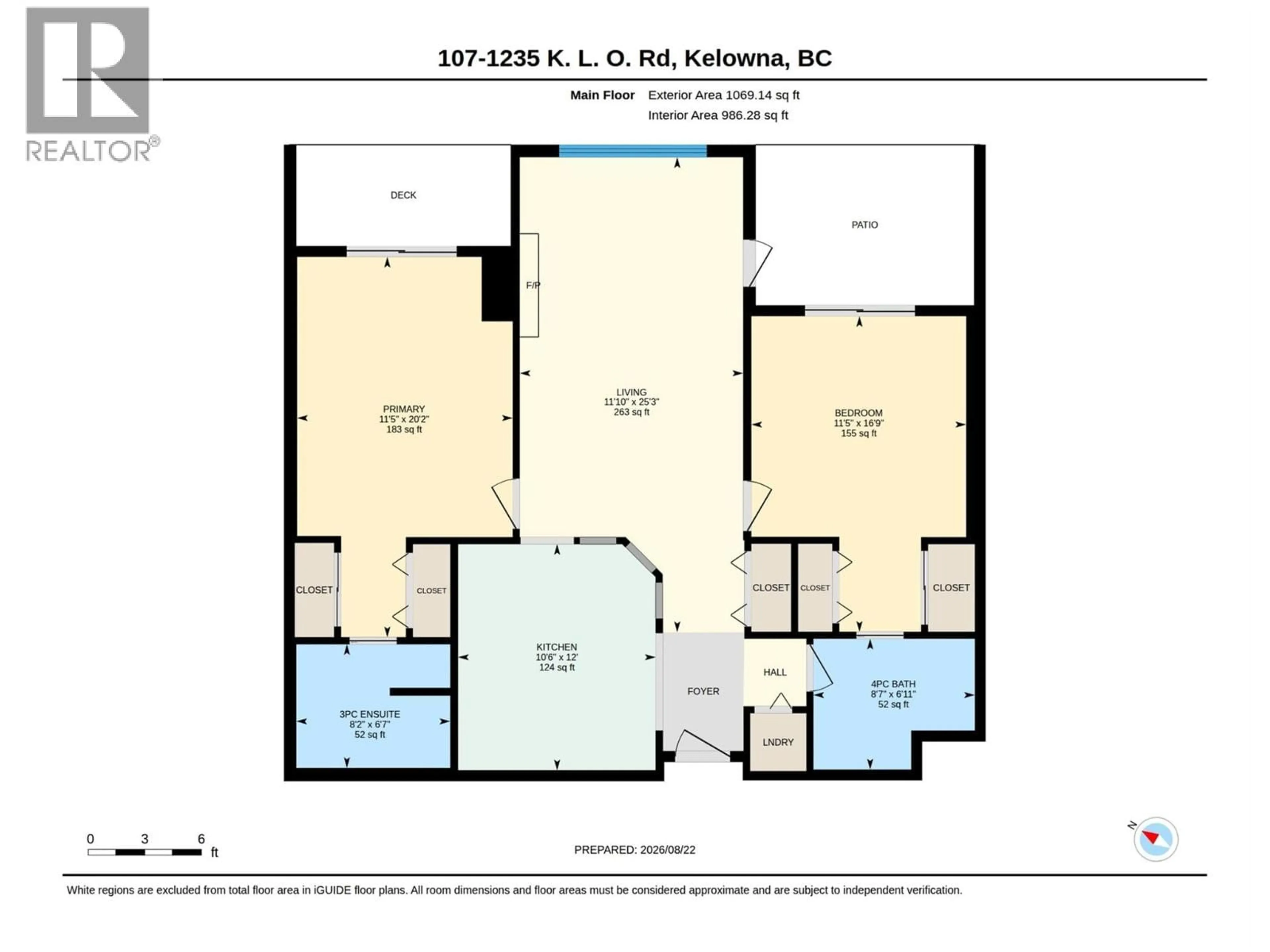 Floor plan for 107 - 1235 KLO ROAD, Kelowna British Columbia V1W3N7