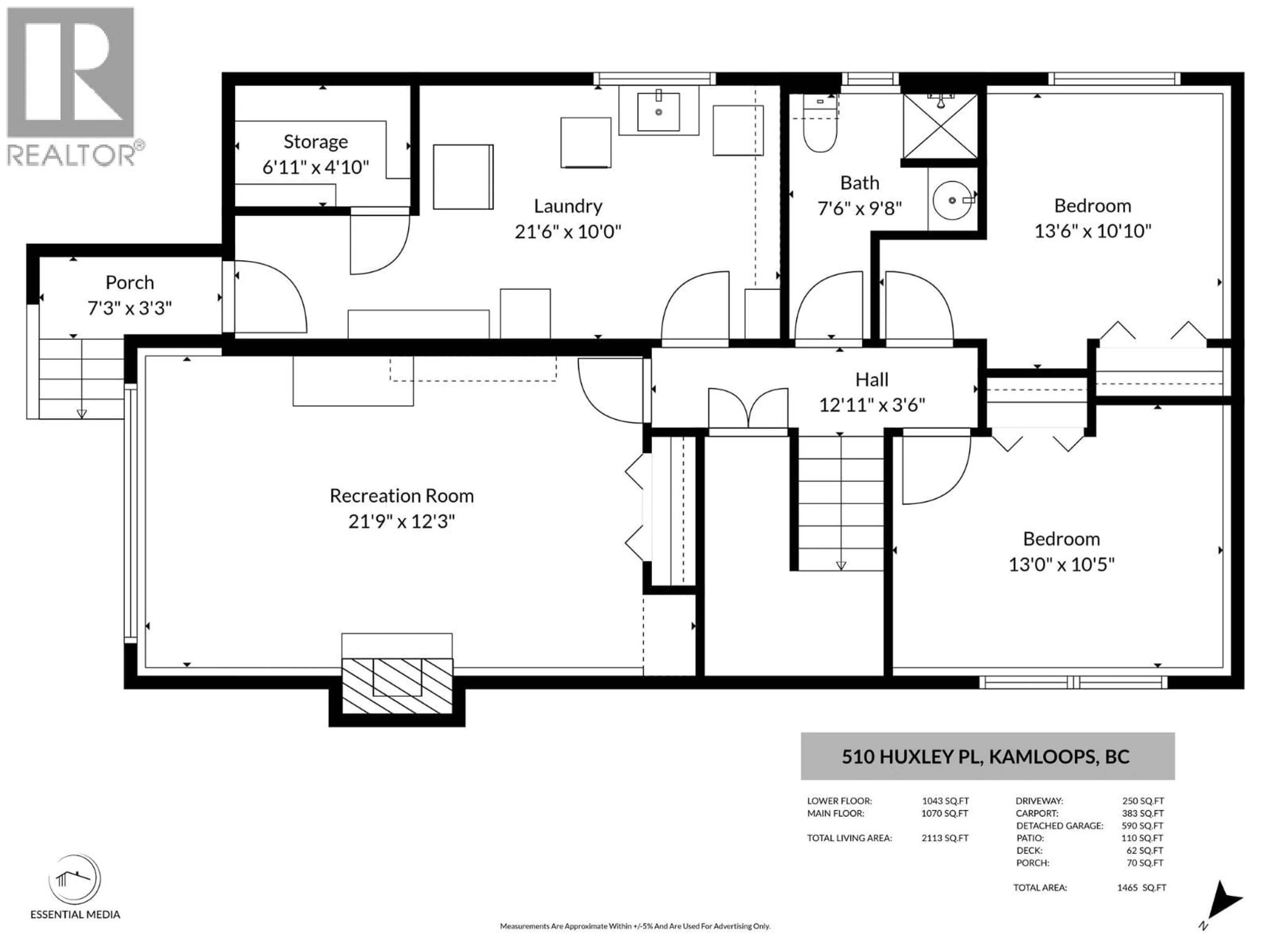 Floor plan for 510 HUXLEY PLACE, Kamloops British Columbia V2B5E5