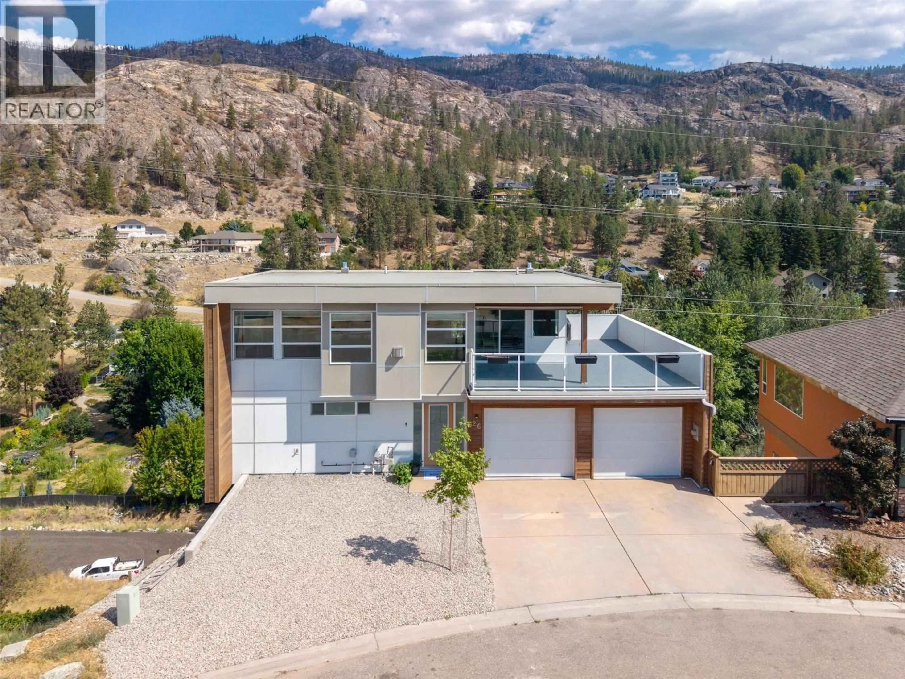 A pic from outside/outdoor area/front of a property/back of a property/a pic from drone, mountain view for 26 - 125 CABERNET DRIVE, Okanagan Falls British Columbia V0H1R3