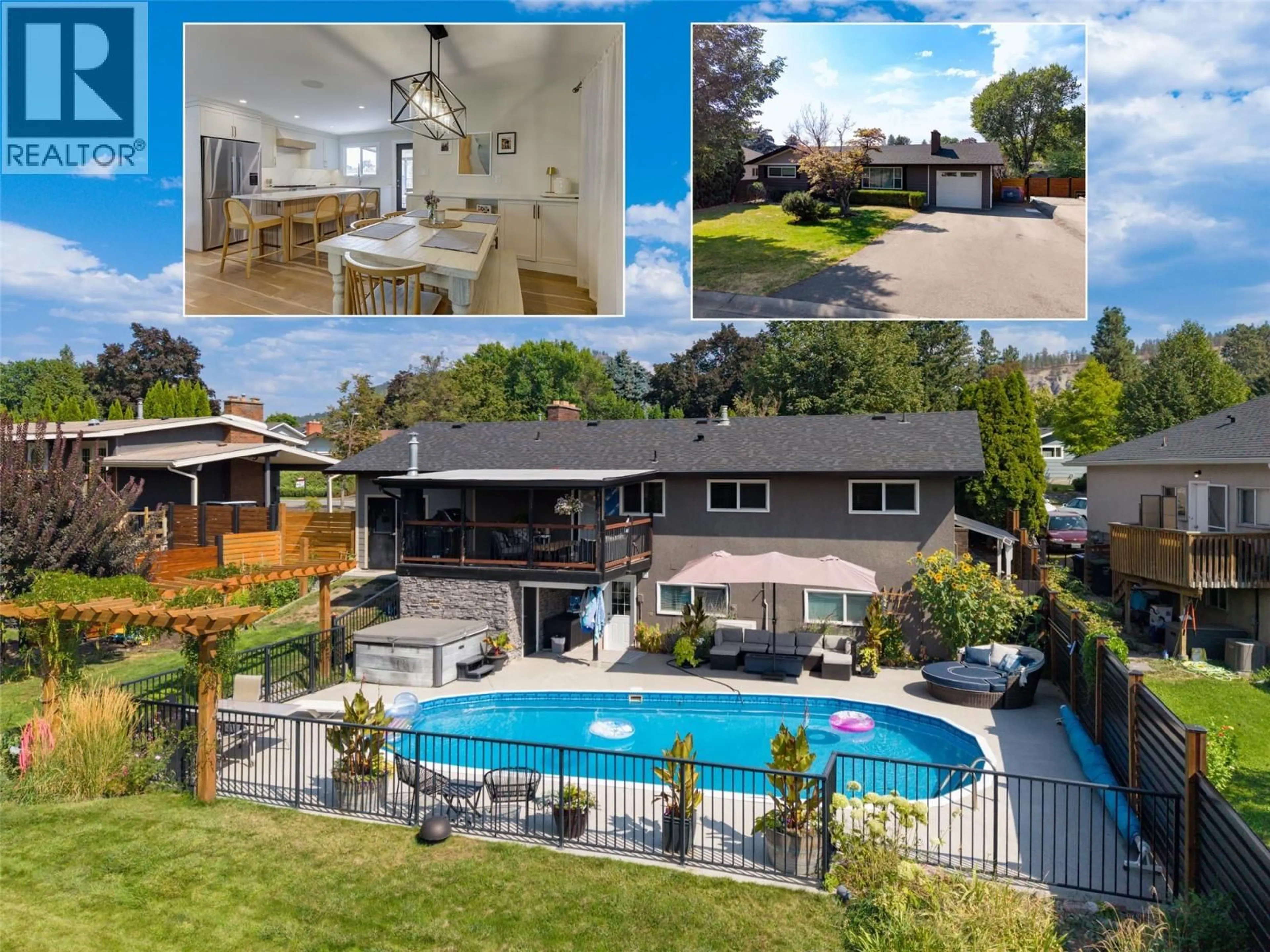 A pic from outside/outdoor area/front of a property/back of a property/a pic from drone, water/lake/river/ocean view for 1126 PINECREST LANE, Kelowna British Columbia V1Y4L5