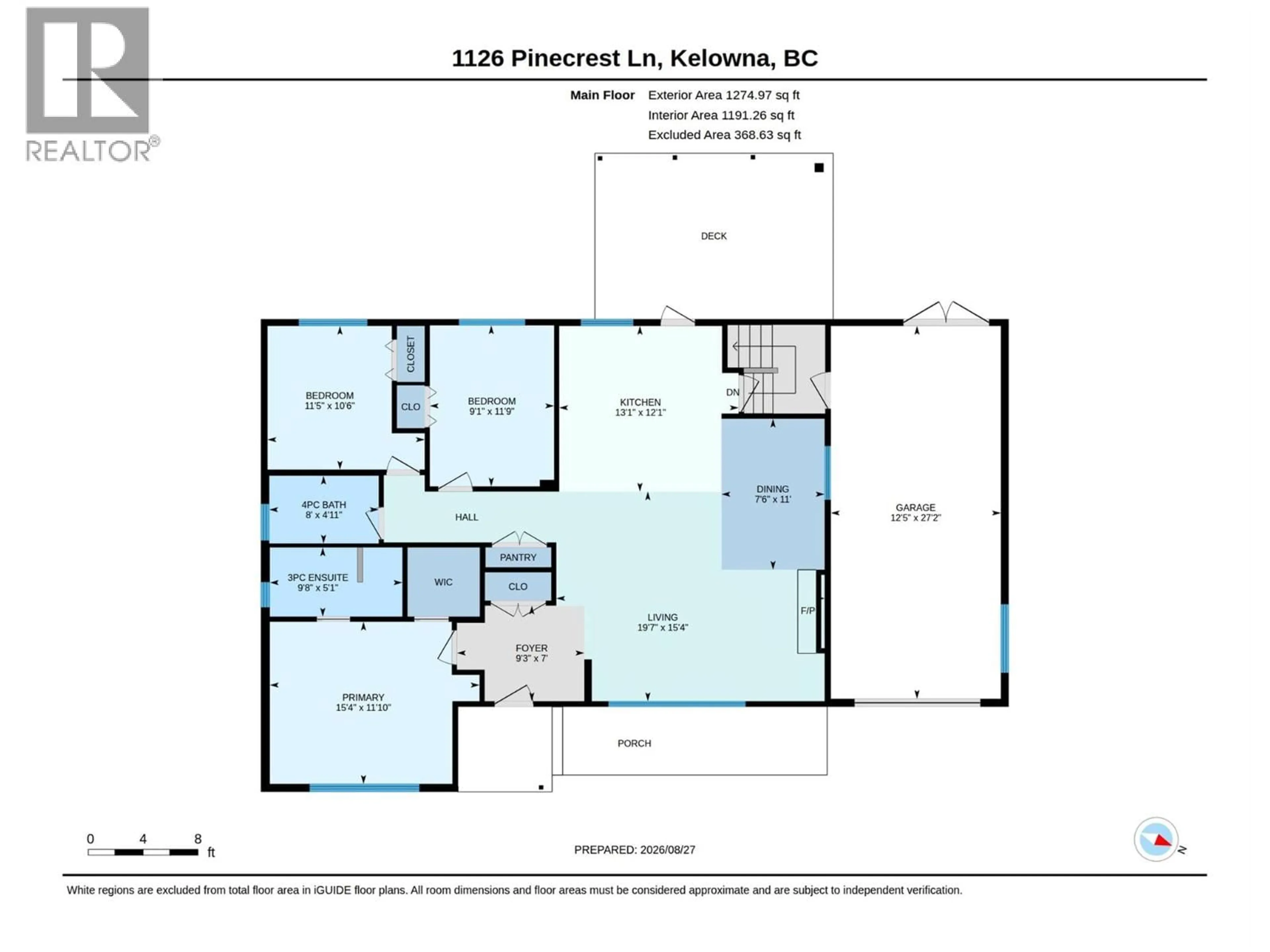 Floor plan for 1126 PINECREST LANE, Kelowna British Columbia V1Y4L5
