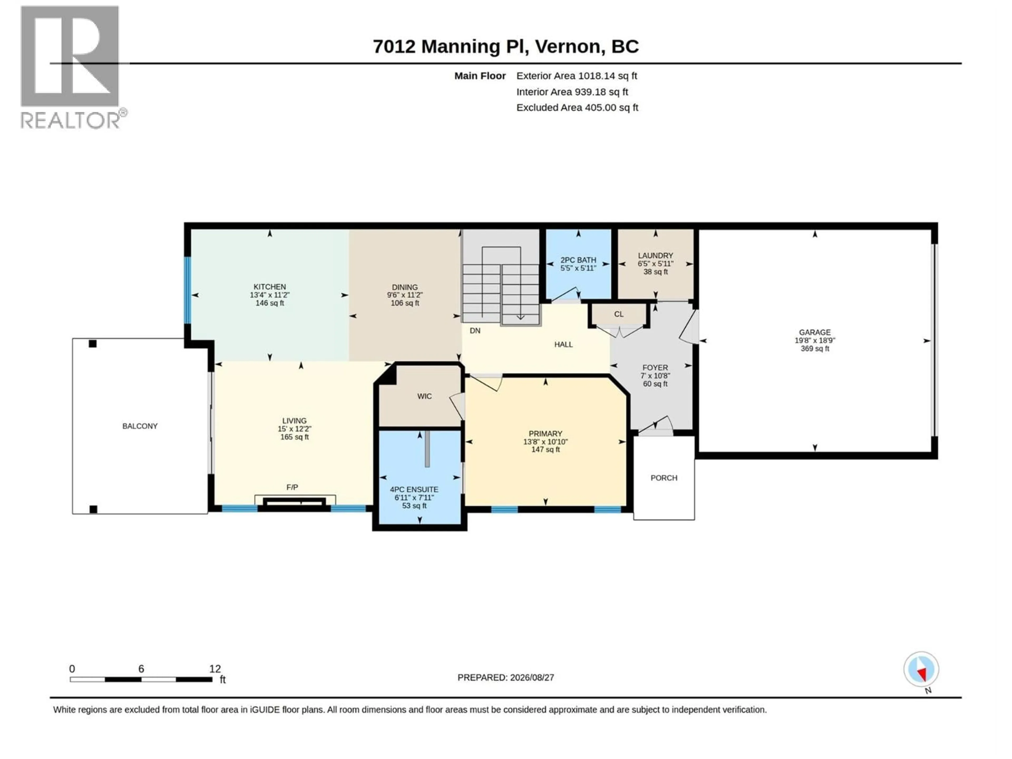 Floor plan for 7012 MANNING PLACE, Vernon British Columbia V1B0B6