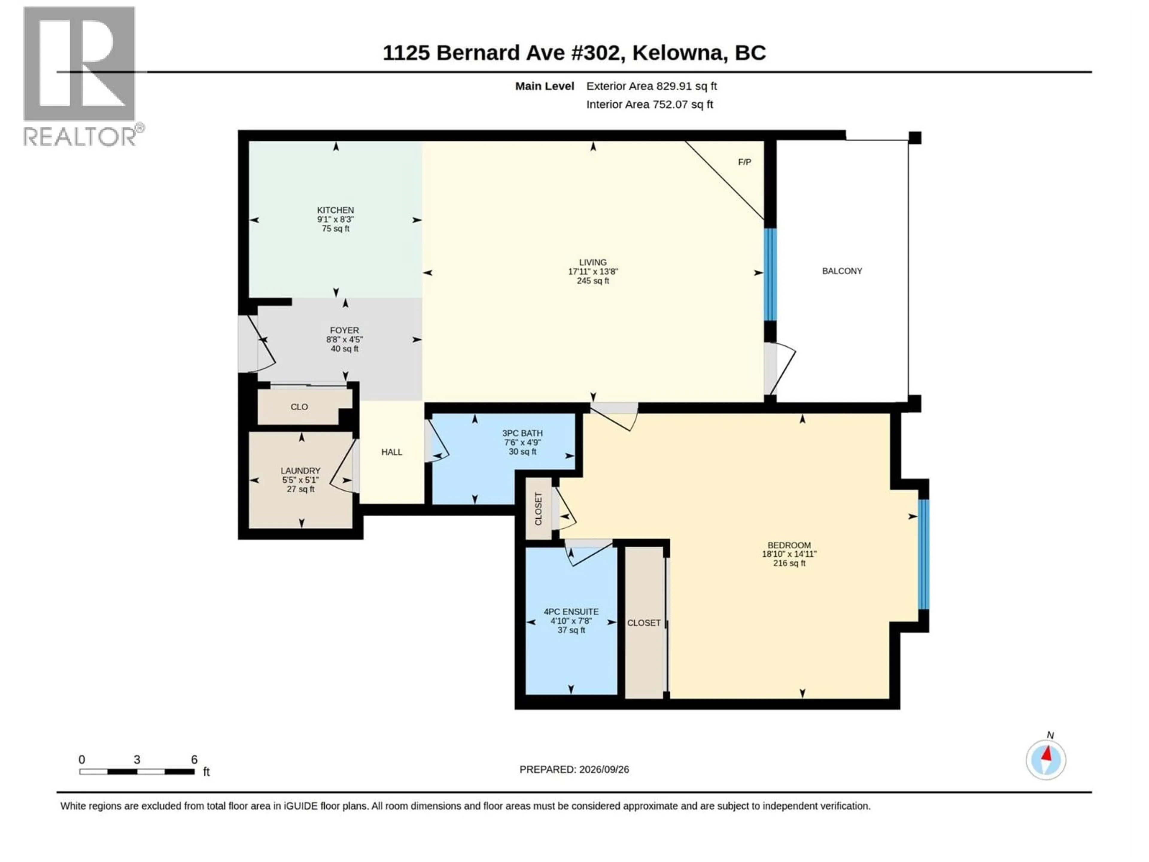 Floor plan for 302 - 1125 BERNARD AVENUE, Kelowna British Columbia V1Y6R3