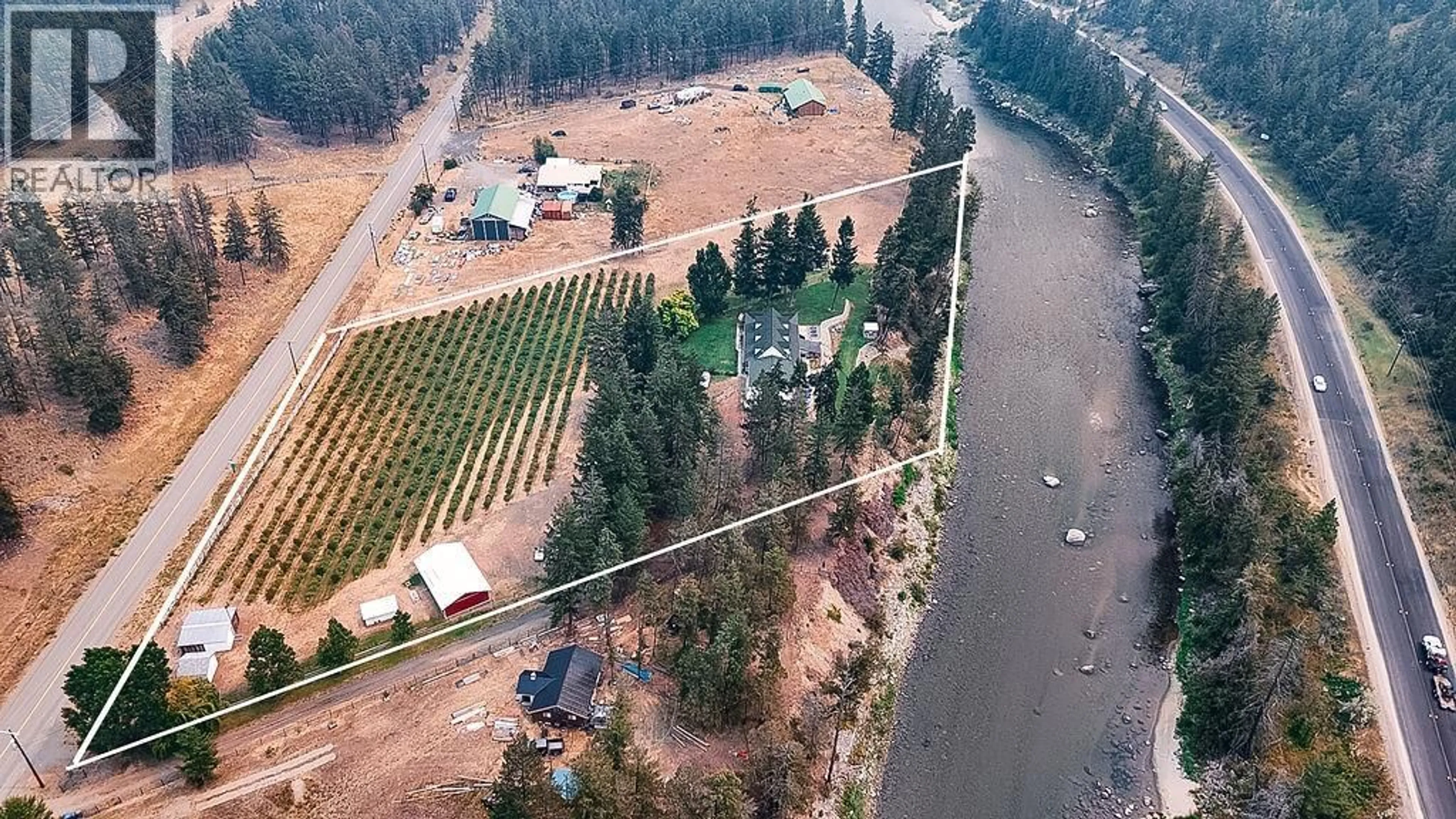 A pic from outside/outdoor area/front of a property/back of a property/a pic from drone, water/lake/river/ocean view for 2821 OLD HEDLEY ROAD, Princeton British Columbia V0X1K0