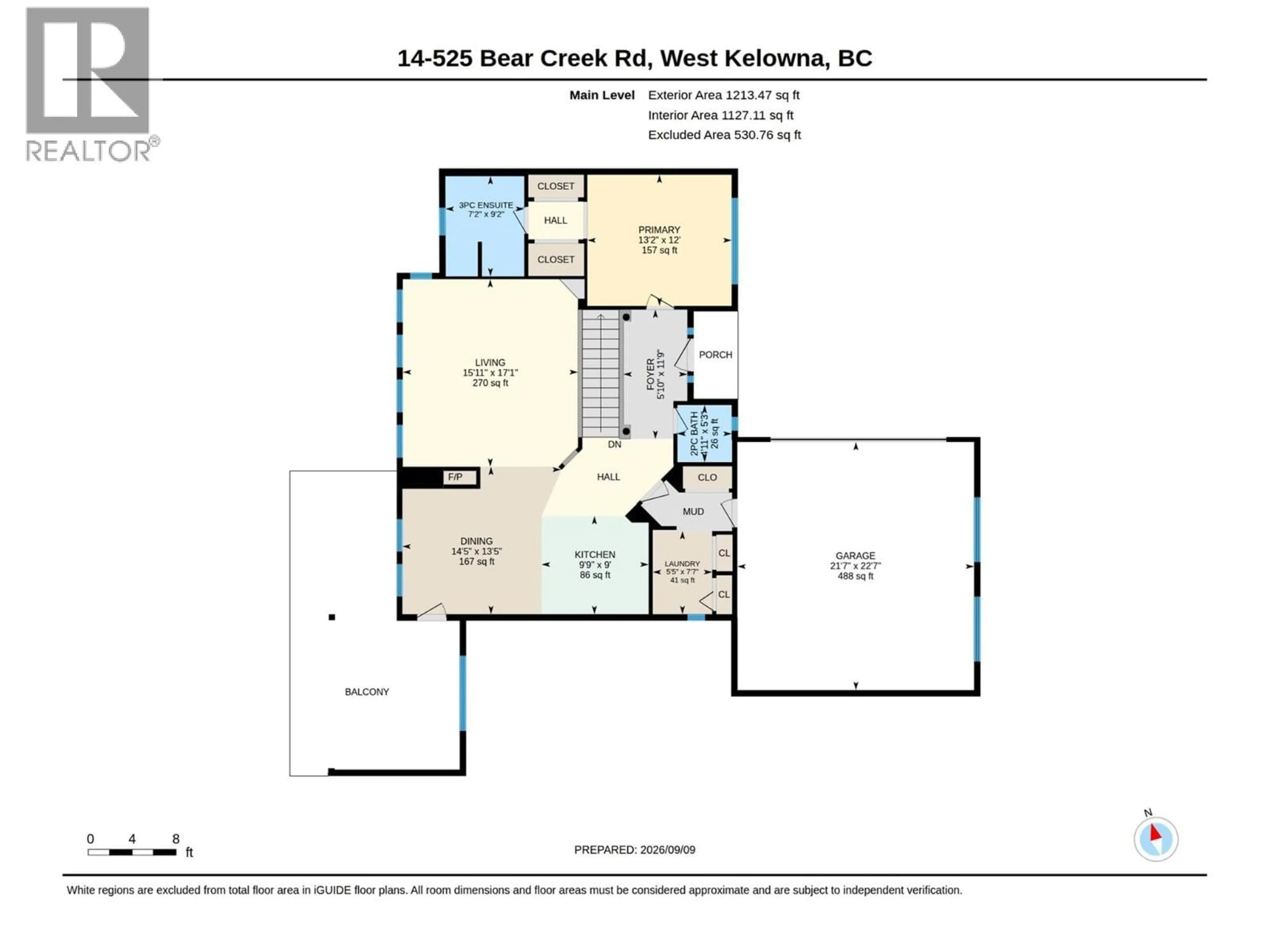 Floor plan for 14 - 1525 BEAR CREEK ROAD, Kelowna British Columbia V1Z3R6