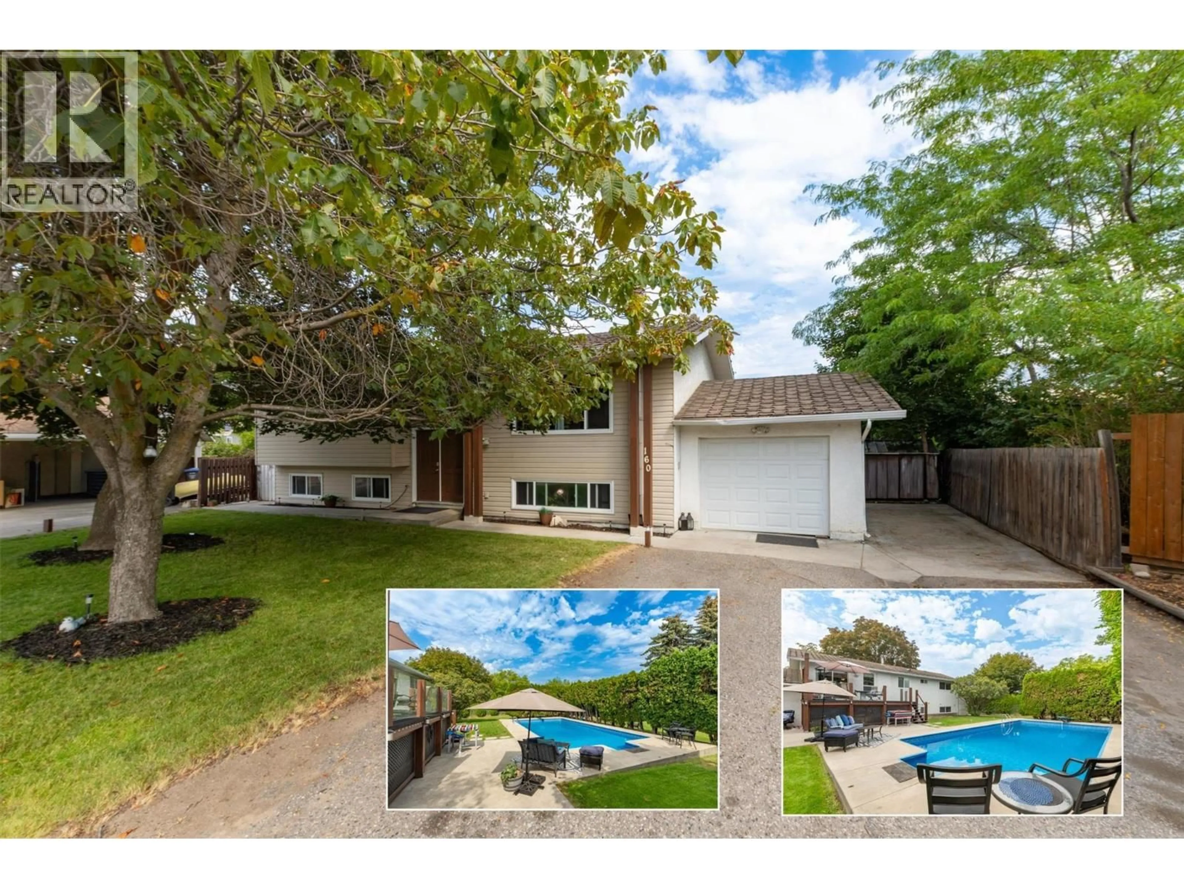 A pic from outside/outdoor area/front of a property/back of a property/a pic from drone, water/lake/river/ocean view for 160 LEO ROAD, Kelowna British Columbia V1X1E8