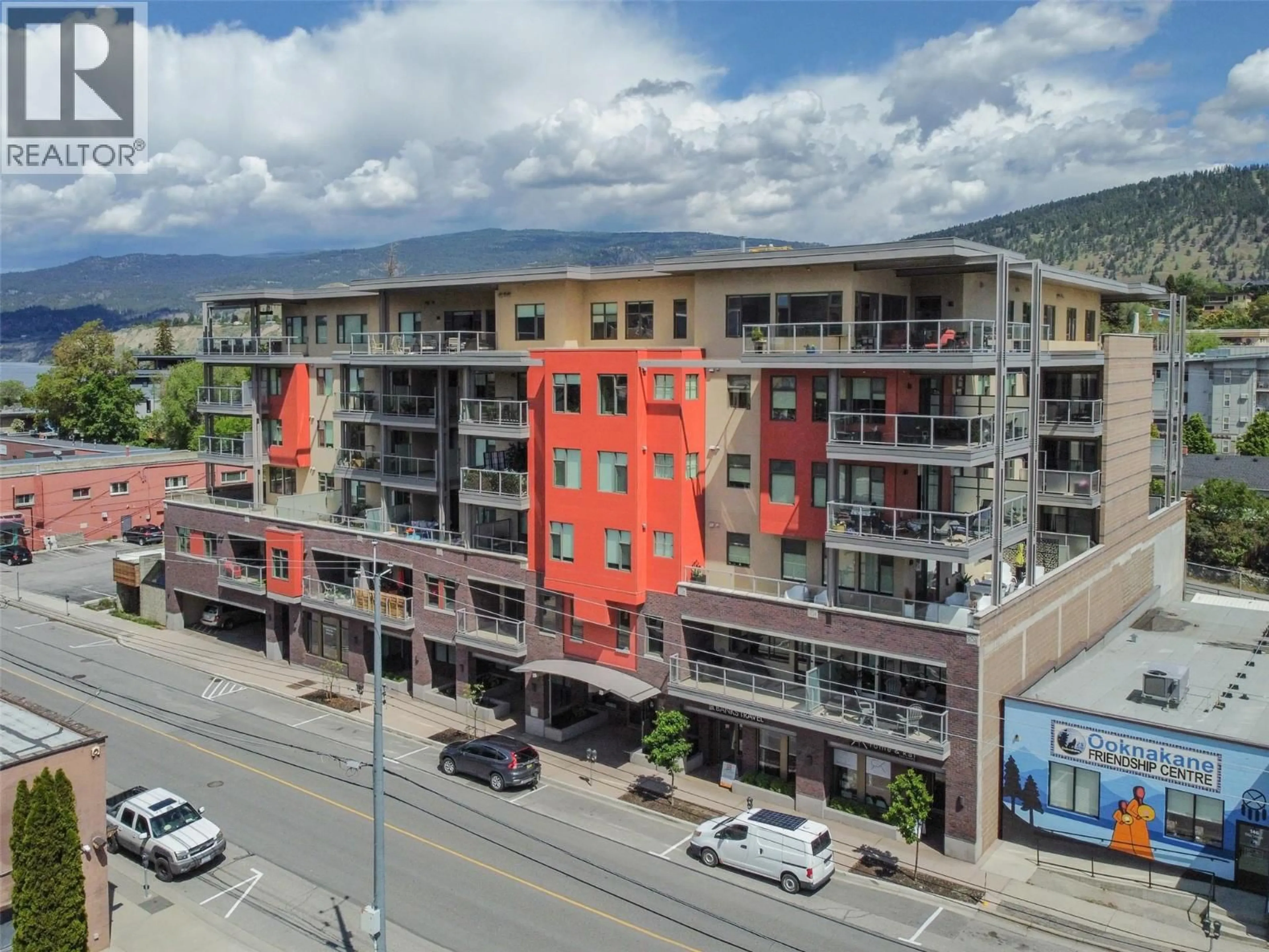 A pic from outside/outdoor area/front of a property/back of a property/a pic from drone, unknown for 401 - 110 ELLLIS STREET, Penticton British Columbia V2A4L5
