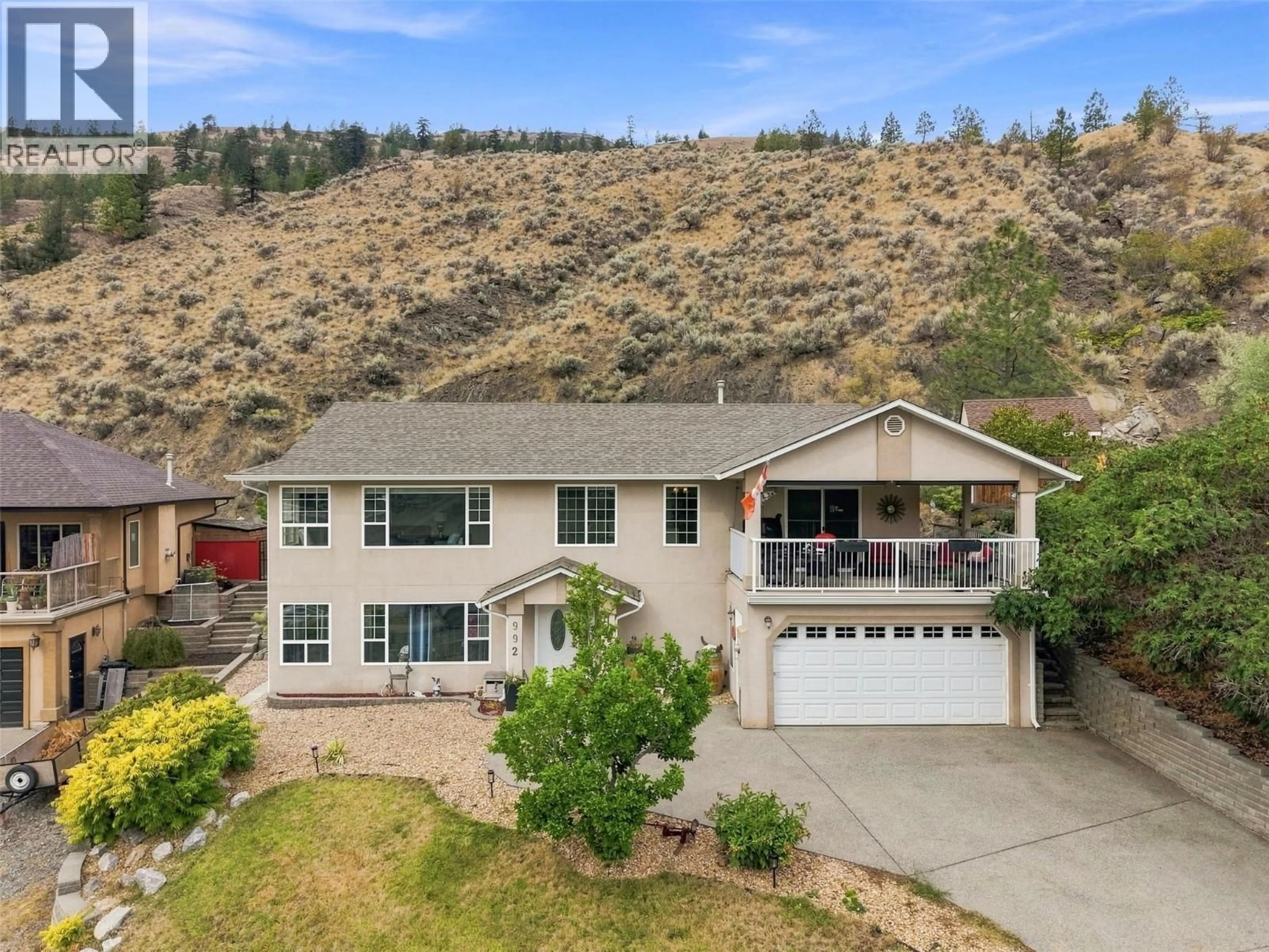 A pic from outside/outdoor area/front of a property/back of a property/a pic from drone, mountain view for 992 PINE SPRINGS ROAD, Kamloops British Columbia V2B8H2