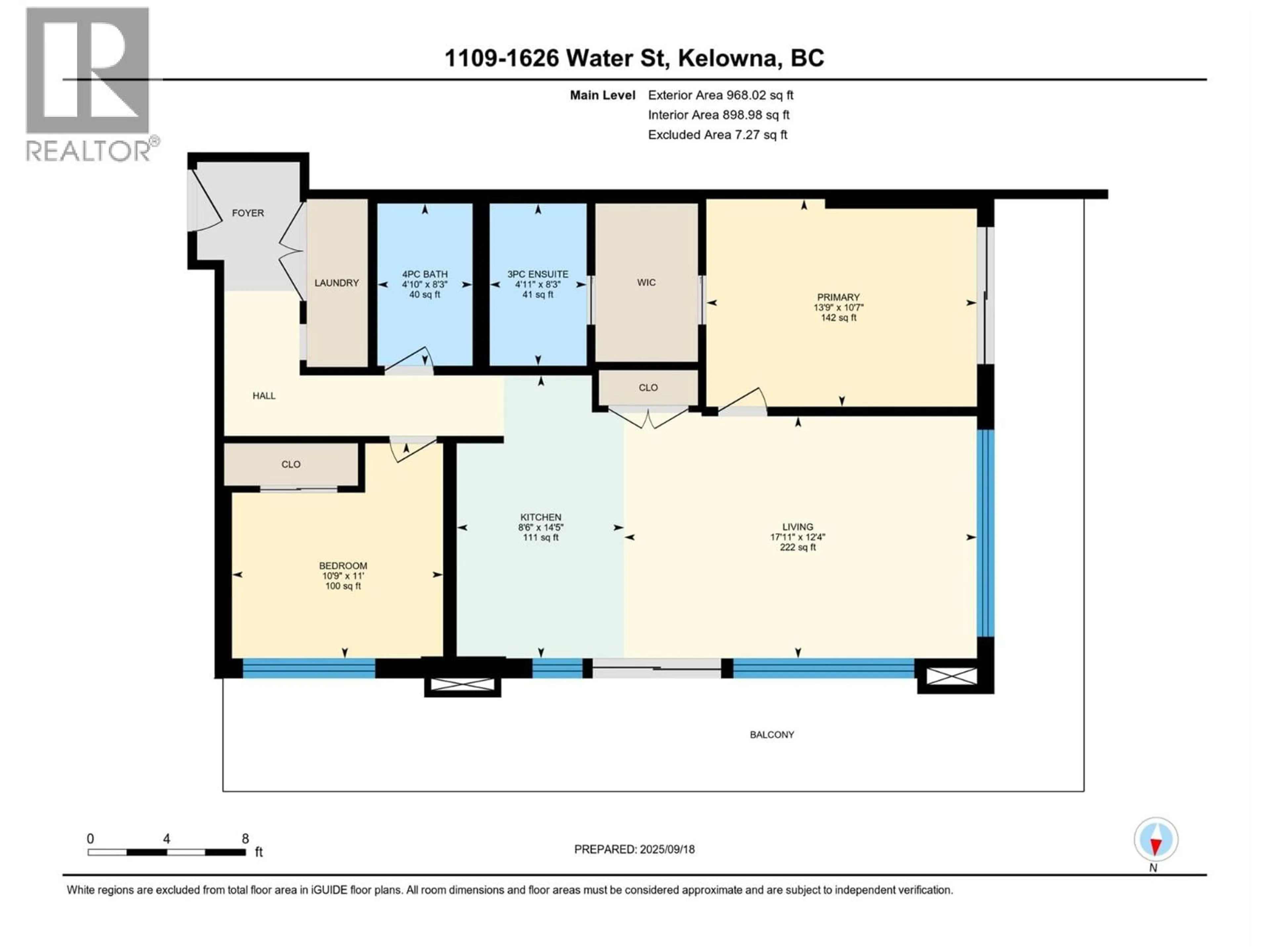 Floor plan for 1109 - 1626 WATER STREET, Kelowna British Columbia V1Y0N7