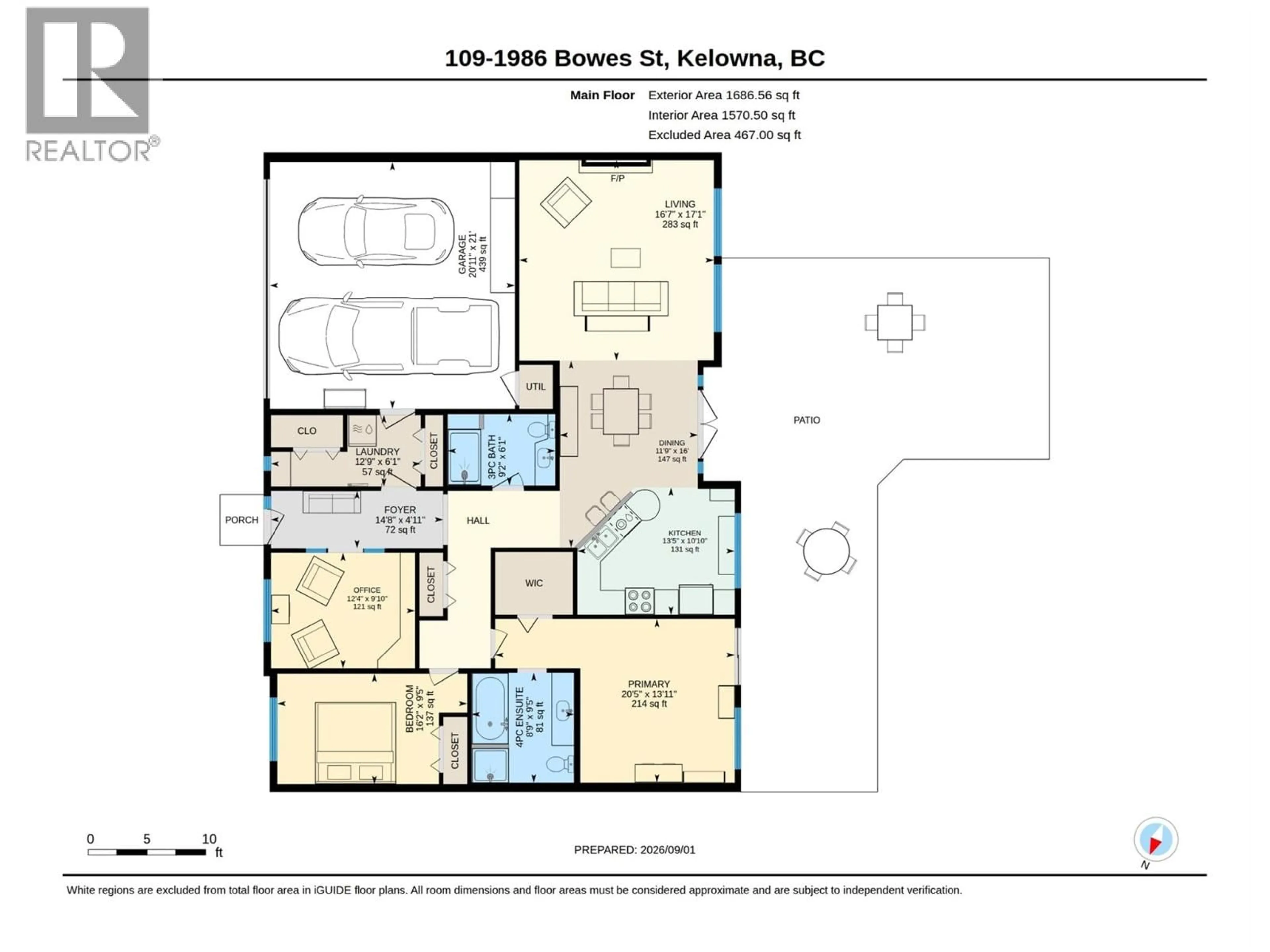 Floor plan for 109 - 1986 BOWES STREET, Kelowna British Columbia V1Y3C3