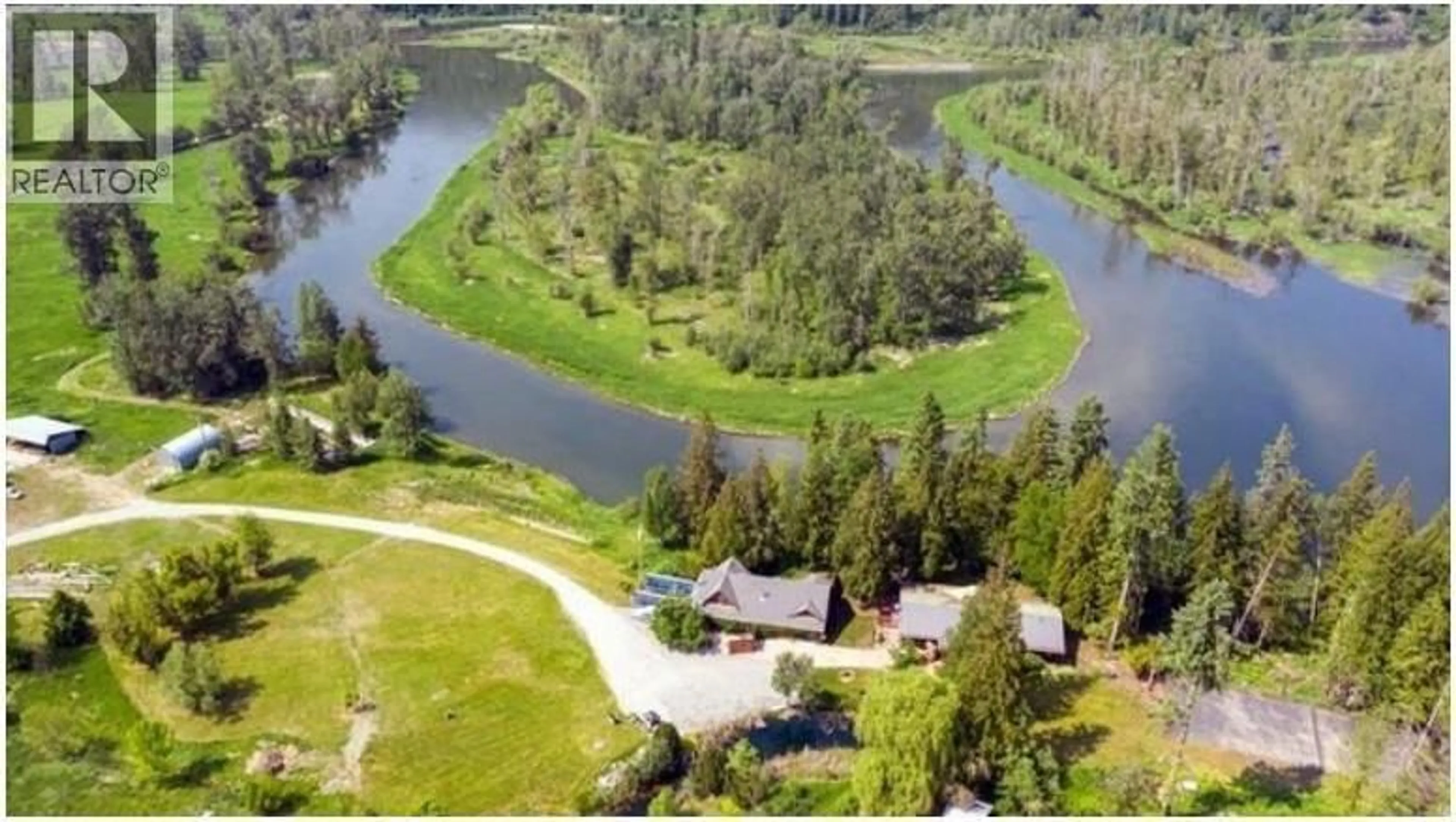A pic from outside/outdoor area/front of a property/back of a property/a pic from drone, water/lake/river/ocean view for 349 HIDDEN LAKE ROAD, Enderby British Columbia V0E1V5