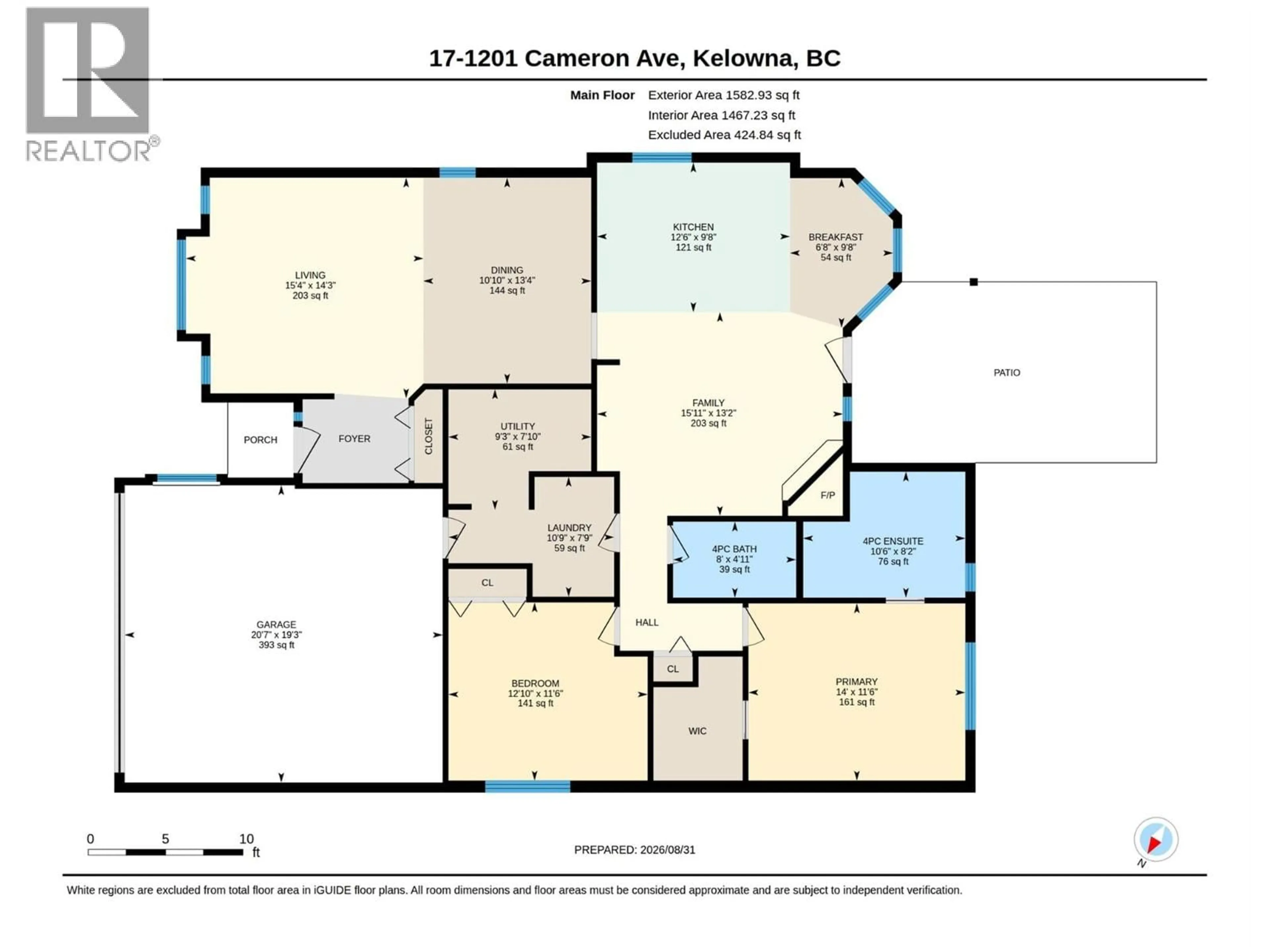 Floor plan for 17 - 1201 CAMERON AVENUE, Kelowna British Columbia V1W3R7