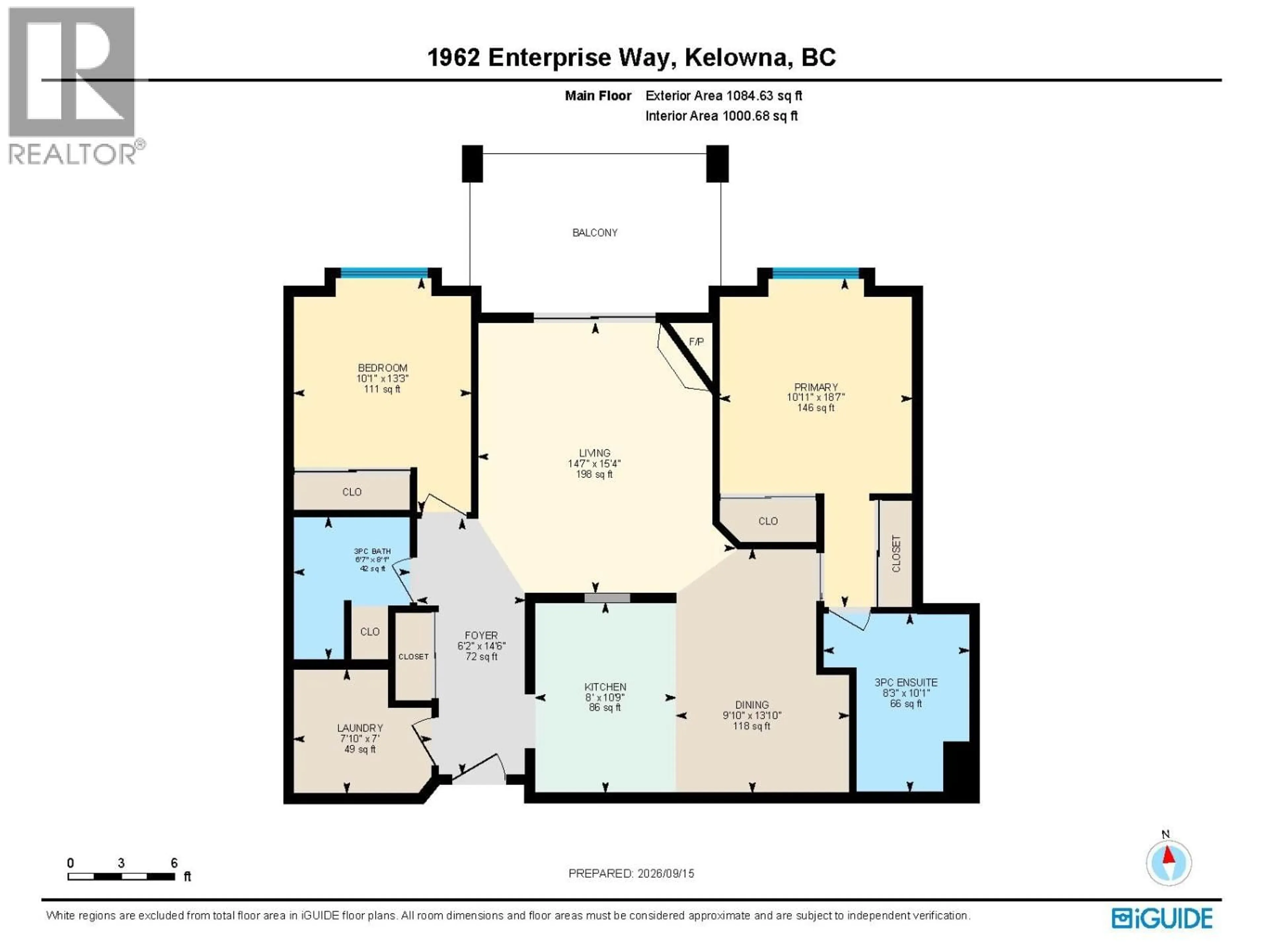 Floor plan for 214 - 1962 ENTERPRISE WAY, Kelowna British Columbia V1Y9S8