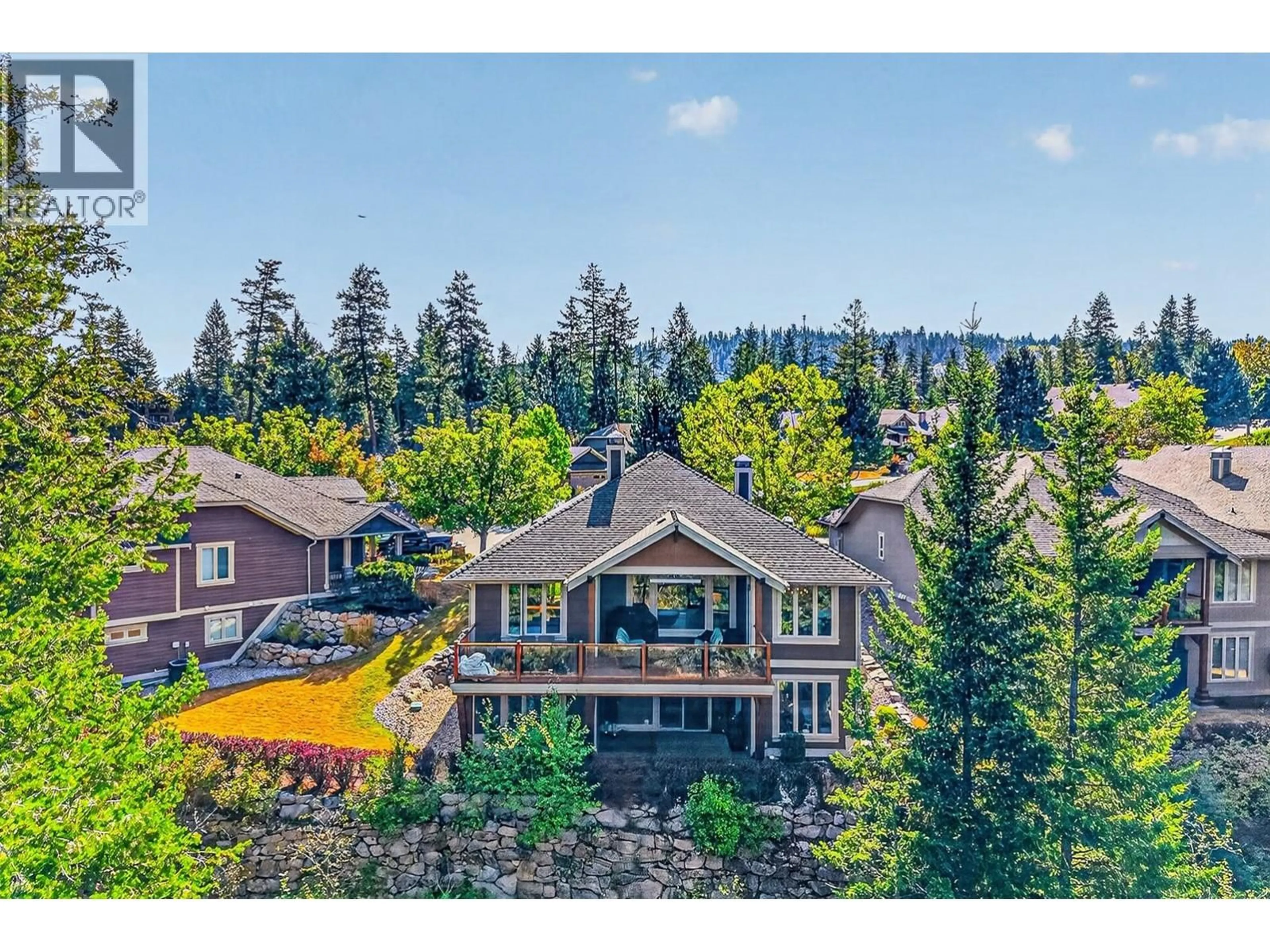 A pic from outside/outdoor area/front of a property/back of a property/a pic from drone, mountain view for 159 DORMIE PARK CRESCENT, Vernon British Columbia V1H1Y7