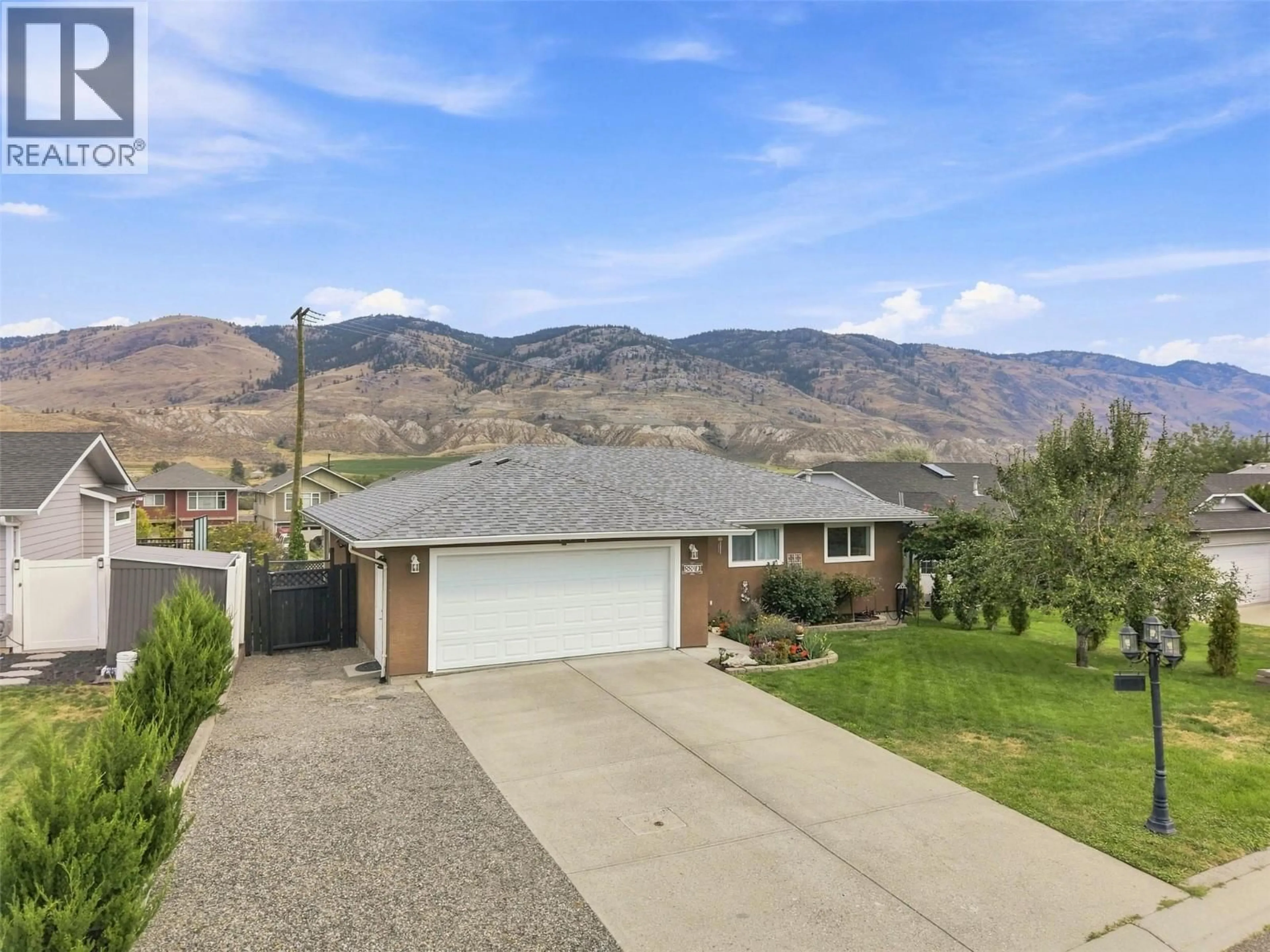 A pic from outside/outdoor area/front of a property/back of a property/a pic from drone, mountain view for 8840 BADGER DRIVE, Kamloops British Columbia V2C6V2