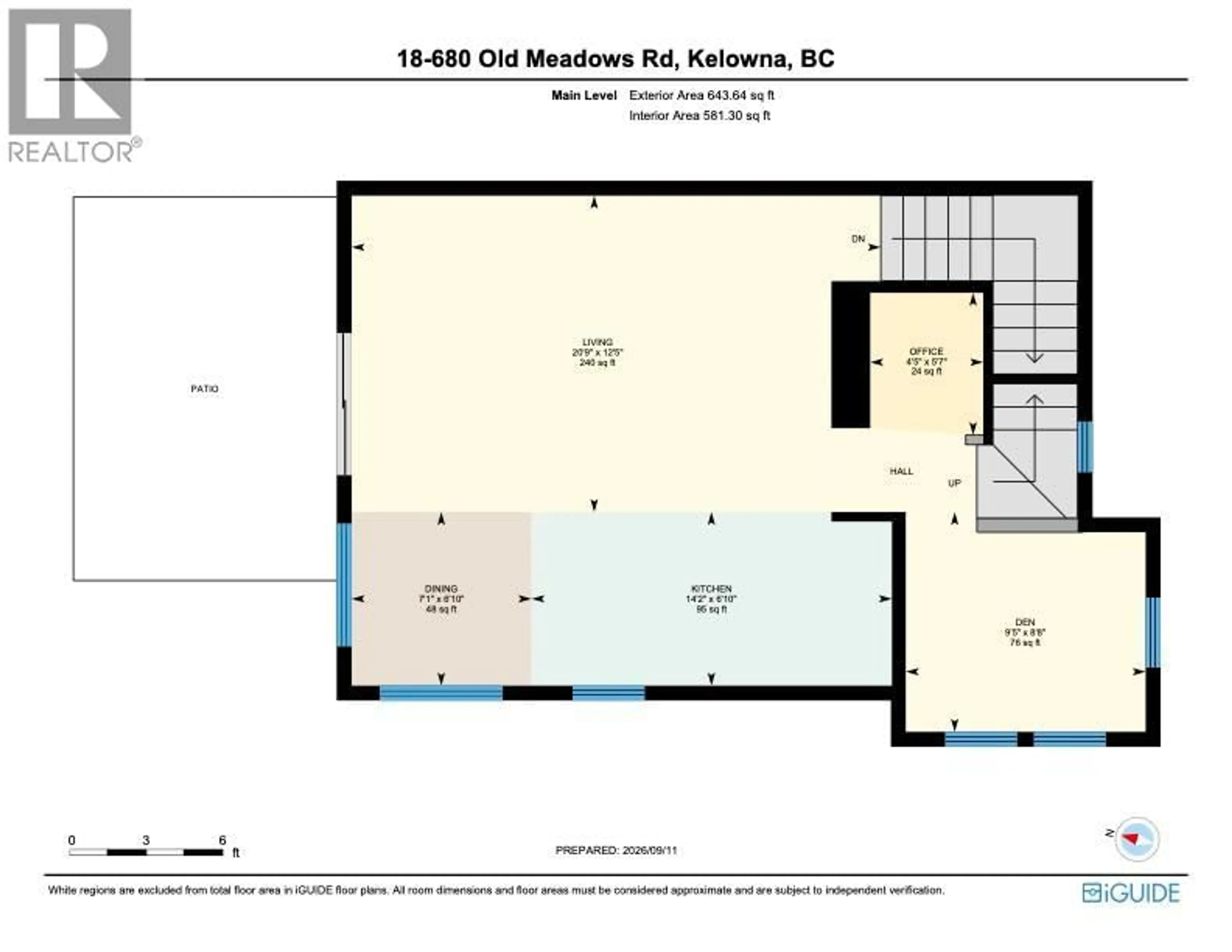 Floor plan for 18 - 680 OLD MEADOWS ROAD, Kelowna British Columbia V1W5L4