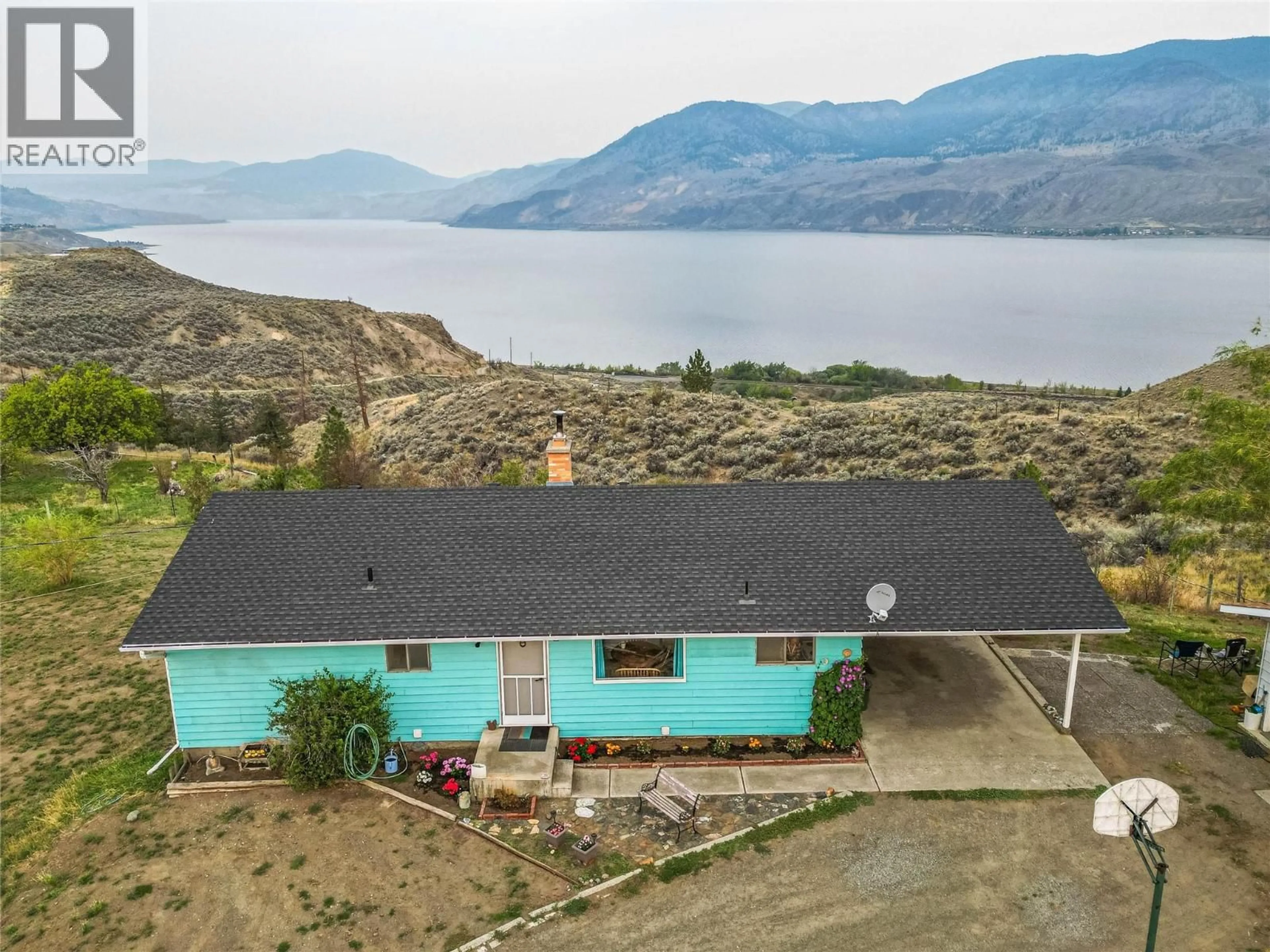A pic from outside/outdoor area/front of a property/back of a property/a pic from drone, water/lake/river/ocean view for 6009 WEST TRANS CANADA HIGHWAY, Kamloops British Columbia V1S2A2