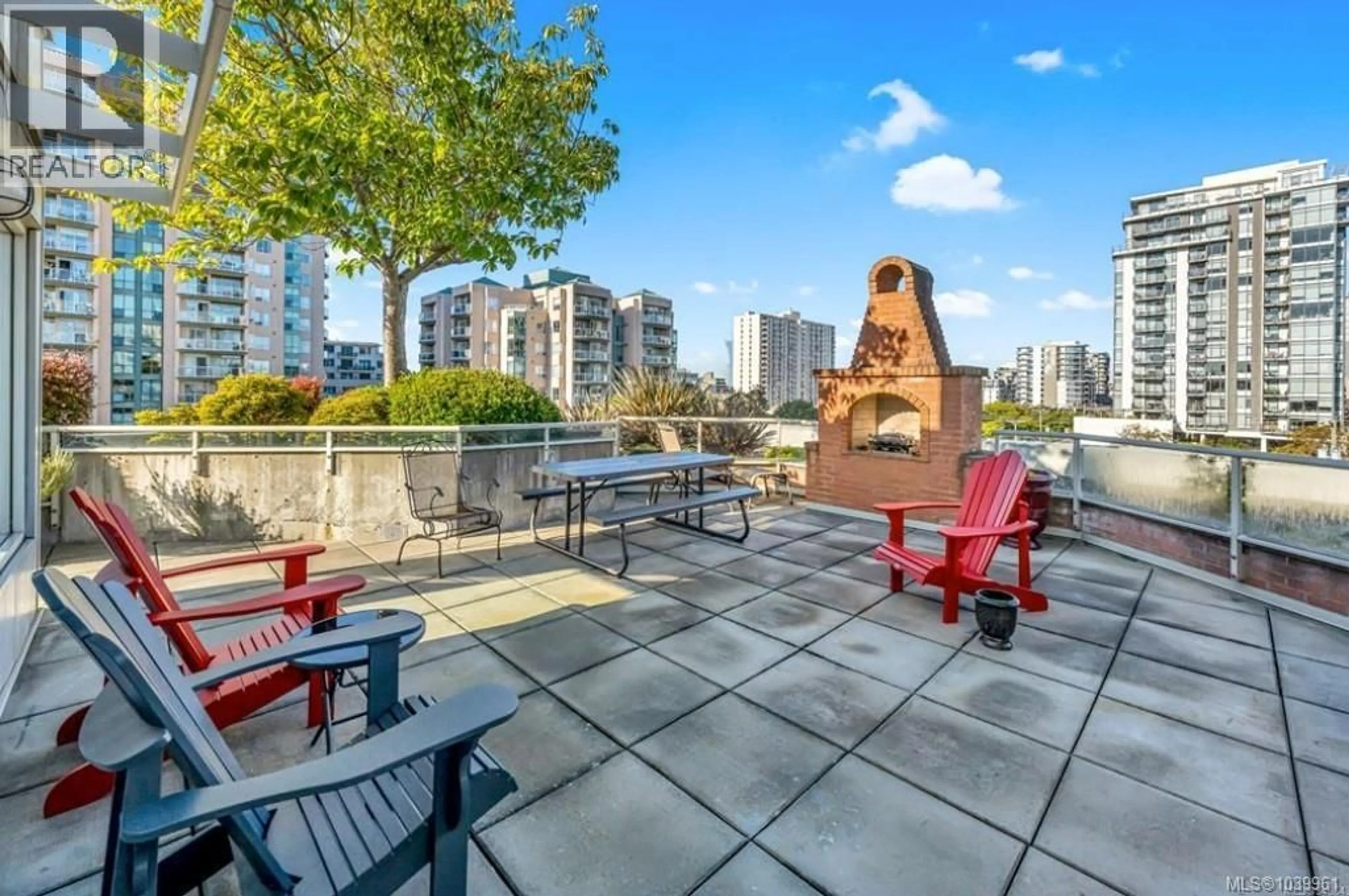 Patio, city buildings view from balcony for 207 - 1030 YATES STREET, Victoria British Columbia V8V5A7