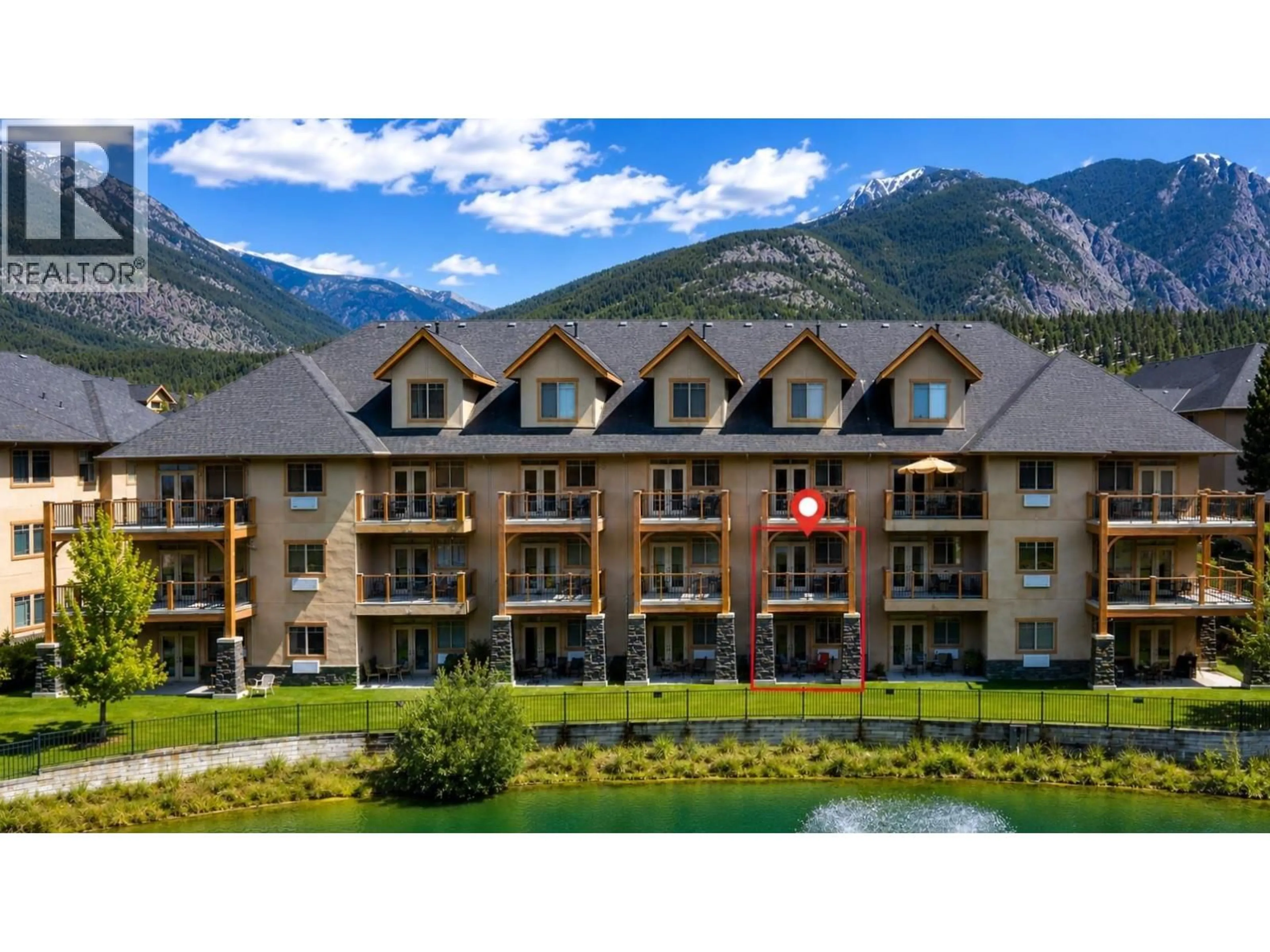A pic from outside/outdoor area/front of a property/back of a property/a pic from drone, mountain view for 213 D - 200 BIGHORN BOULEVARD, Radium Hot Springs British Columbia V0A1M0
