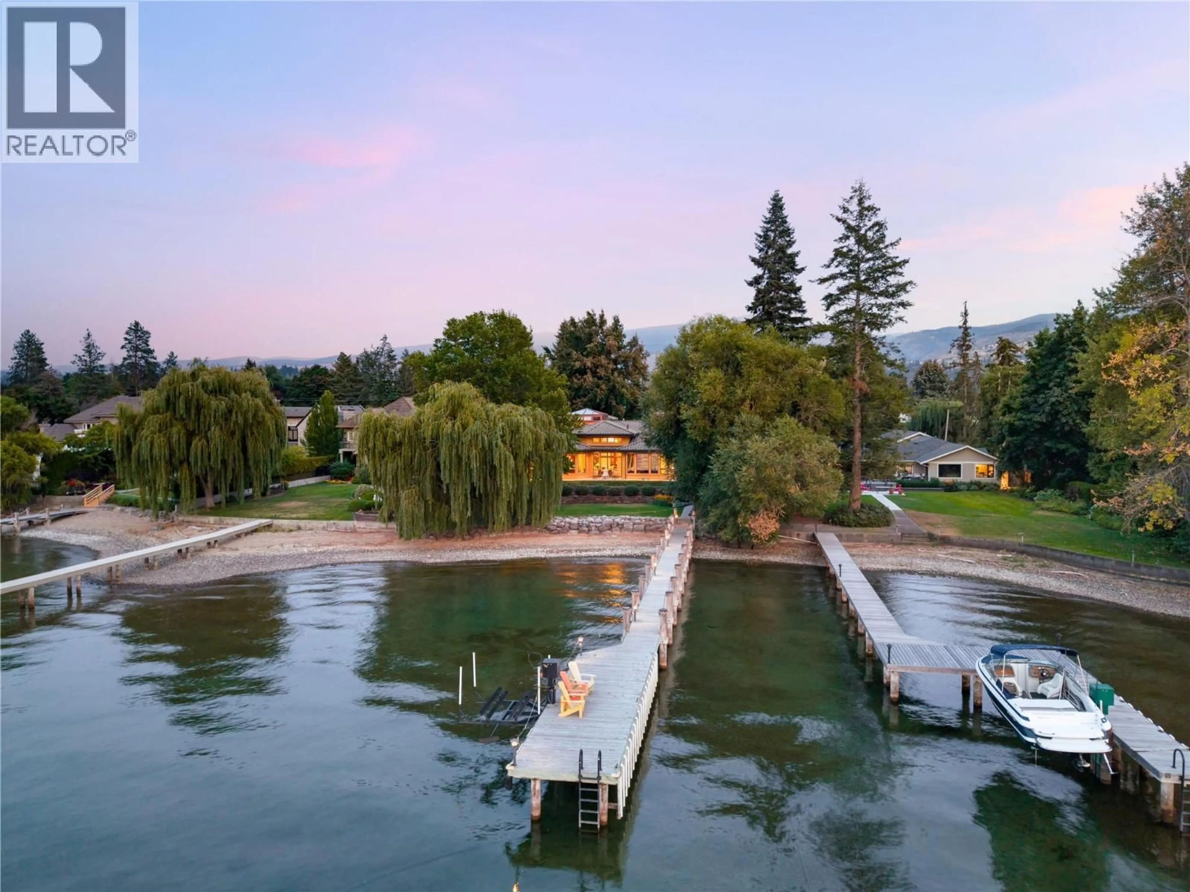 A pic from outside/outdoor area/front of a property/back of a property/a pic from drone, water/lake/river/ocean view for 4388 HOBSON ROAD, Kelowna British Columbia V1W1Y3