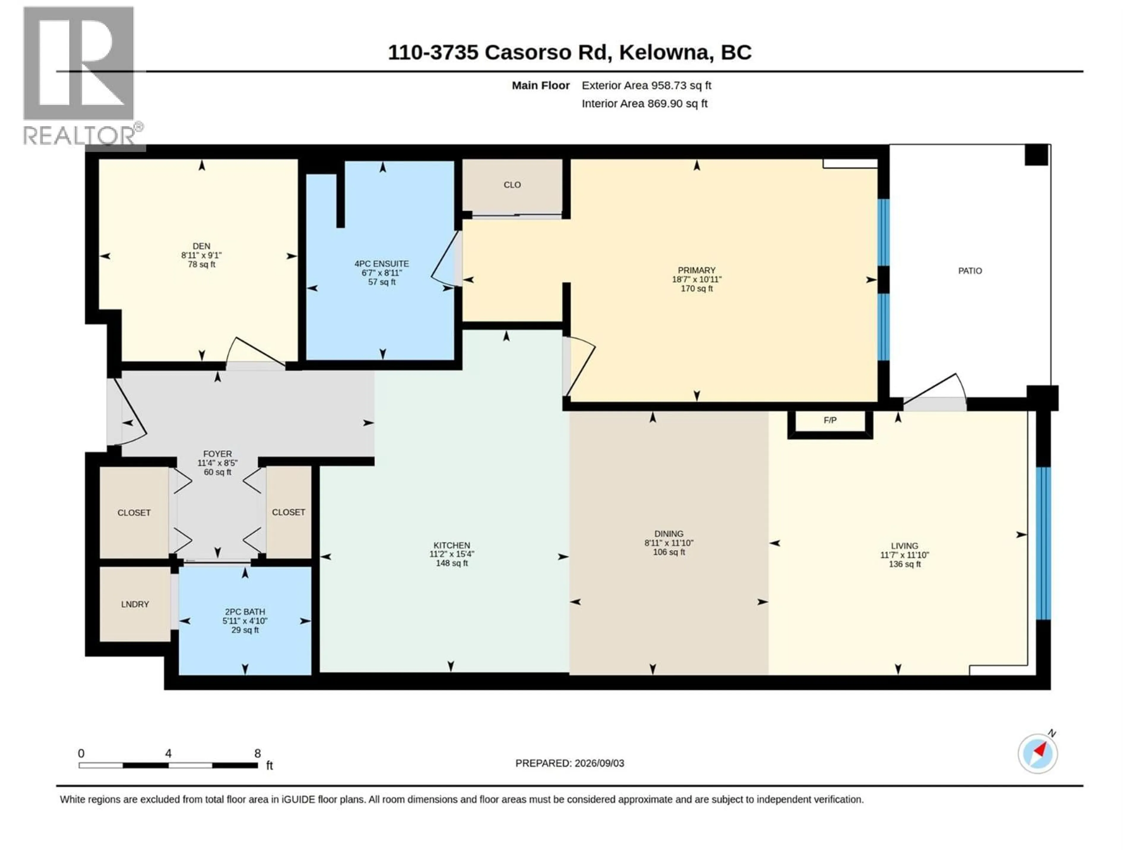 Floor plan for 110 - 3735 CASORSO ROAD, Kelowna British Columbia V1W5G1