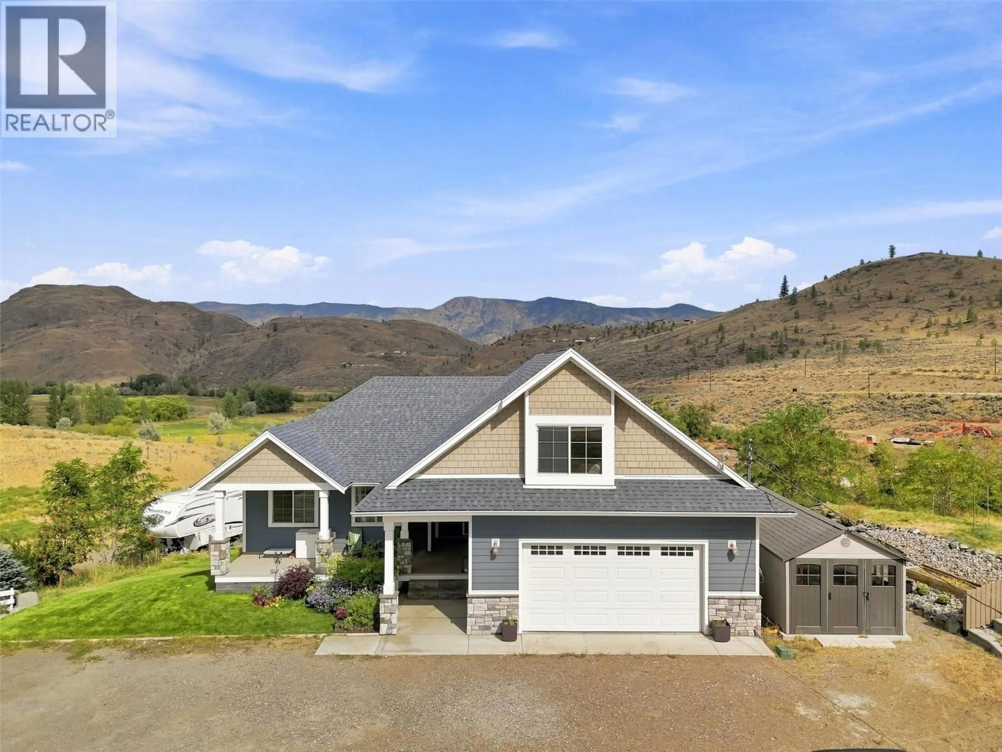 A pic from outside/outdoor area/front of a property/back of a property/a pic from drone, mountain view for 5385 RODEO DRIVE, Kamloops British Columbia V1S2A3