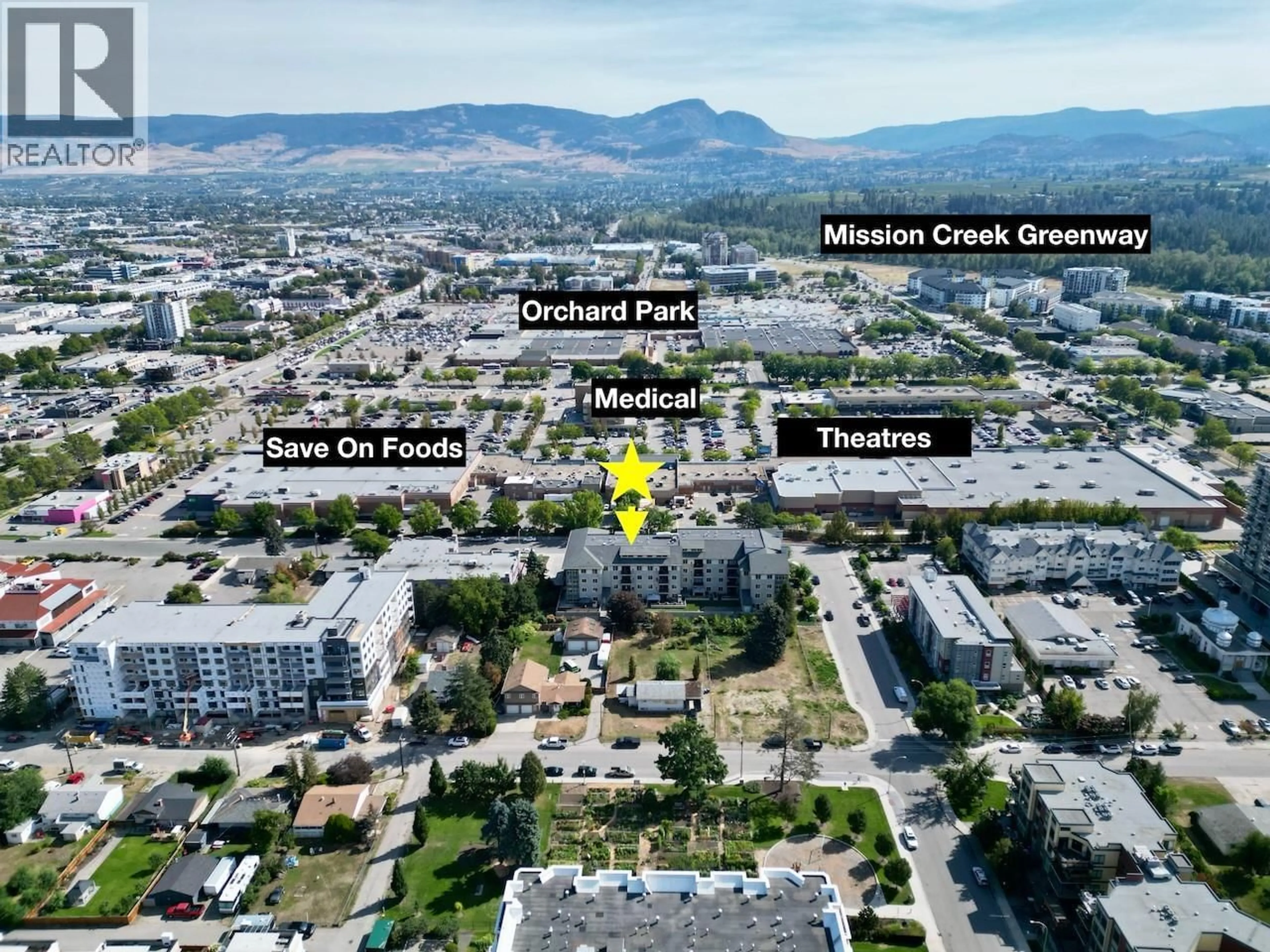 A pic from outside/outdoor area/front of a property/back of a property/a pic from drone, city buildings view from balcony for #409 - 2142 VASILE ROAD, Kelowna British Columbia V1Y6H5
