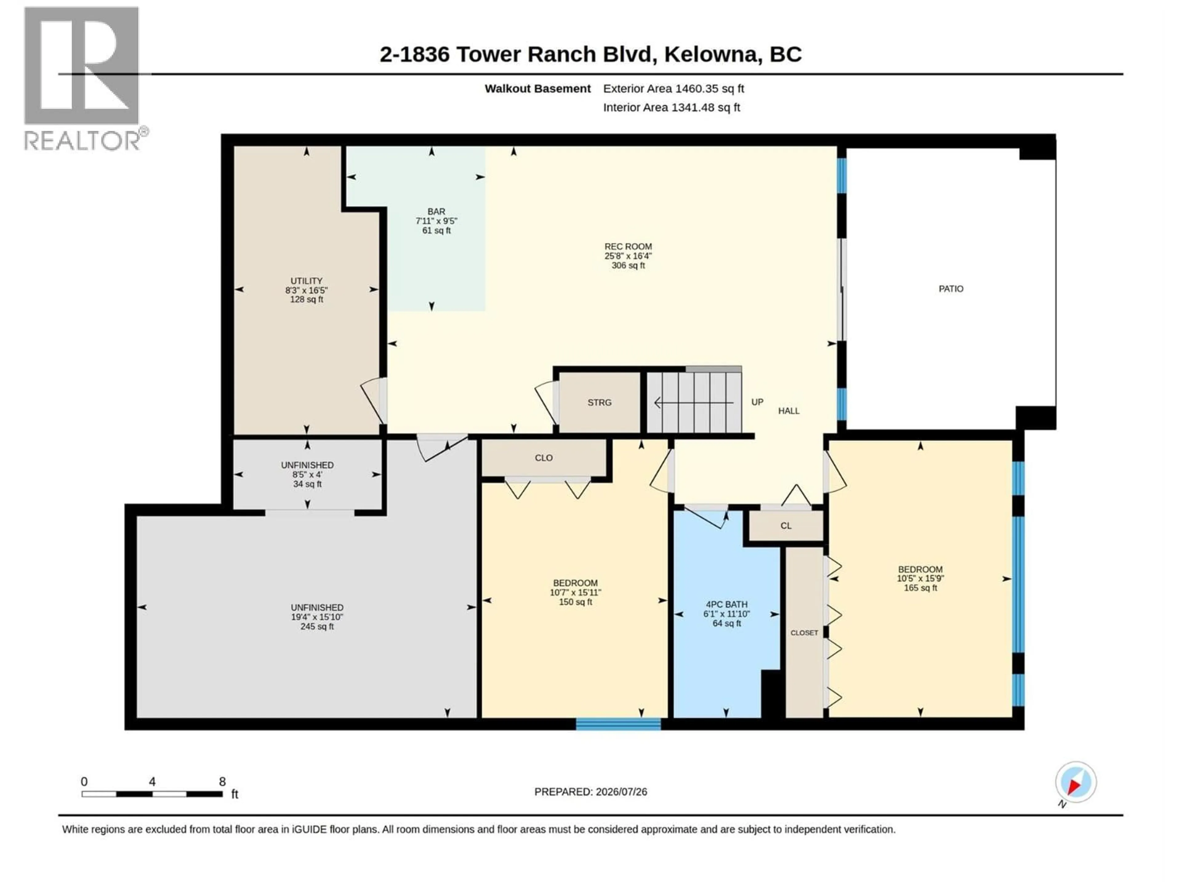 Floor plan for 2 - 1836 TOWER RANCH BOULEVARD, Kelowna British Columbia V1P1S8