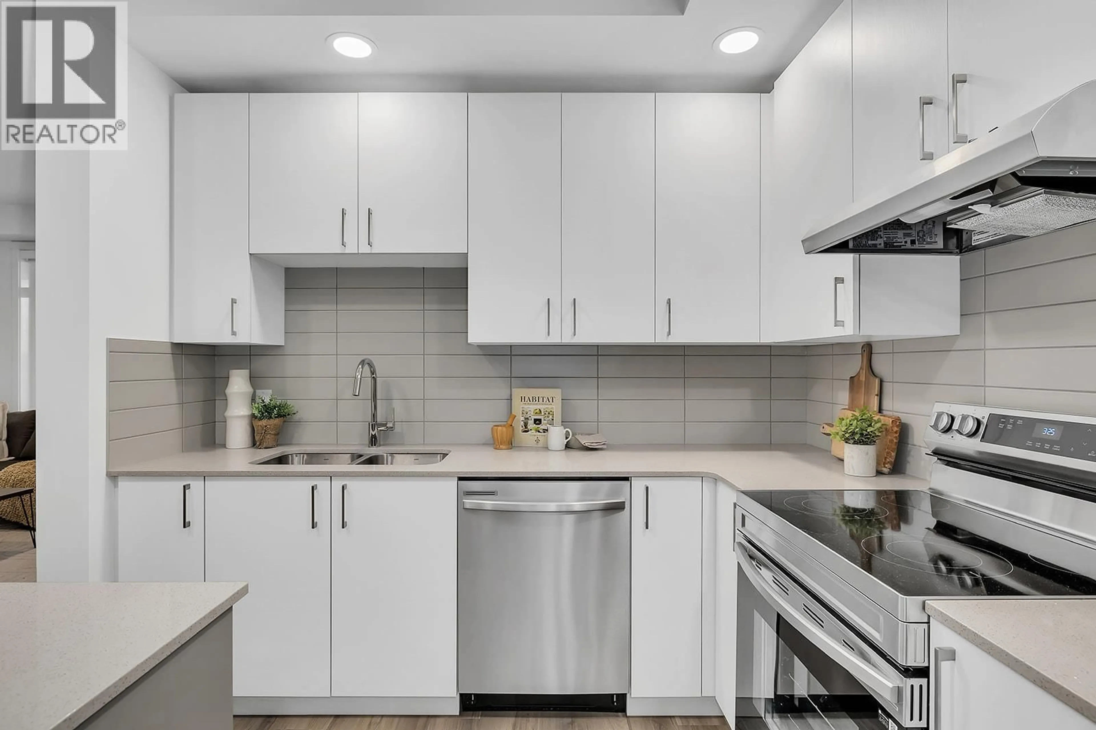 Standard kitchen, ceramic/tile floor for 301 - 1111 FROST ROAD, Kelowna British Columbia V1W0G8
