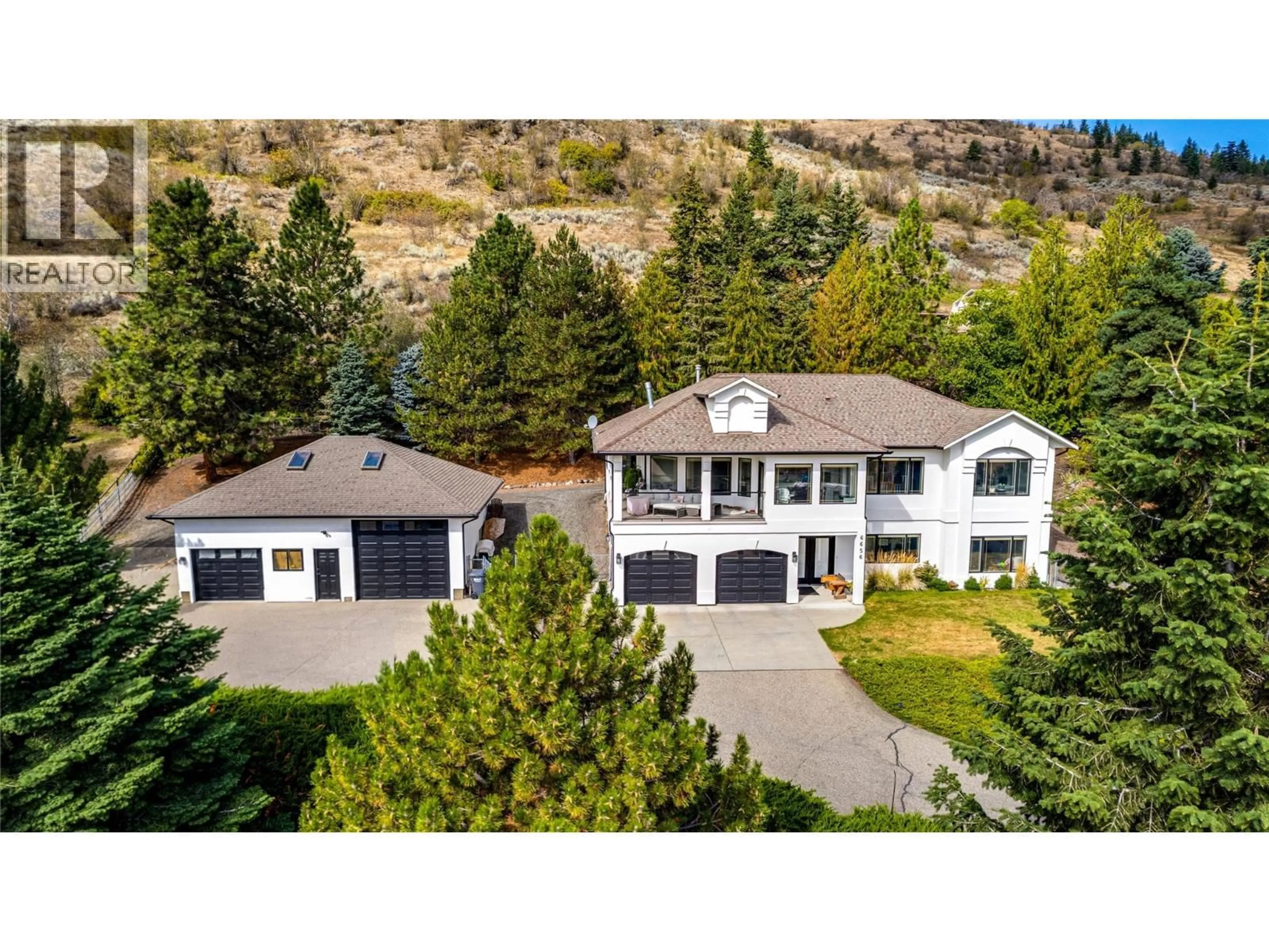A pic from outside/outdoor area/front of a property/back of a property/a pic from drone, mountain view for 6656 GOOSE LAKE ROAD, Vernon British Columbia V1H1W2