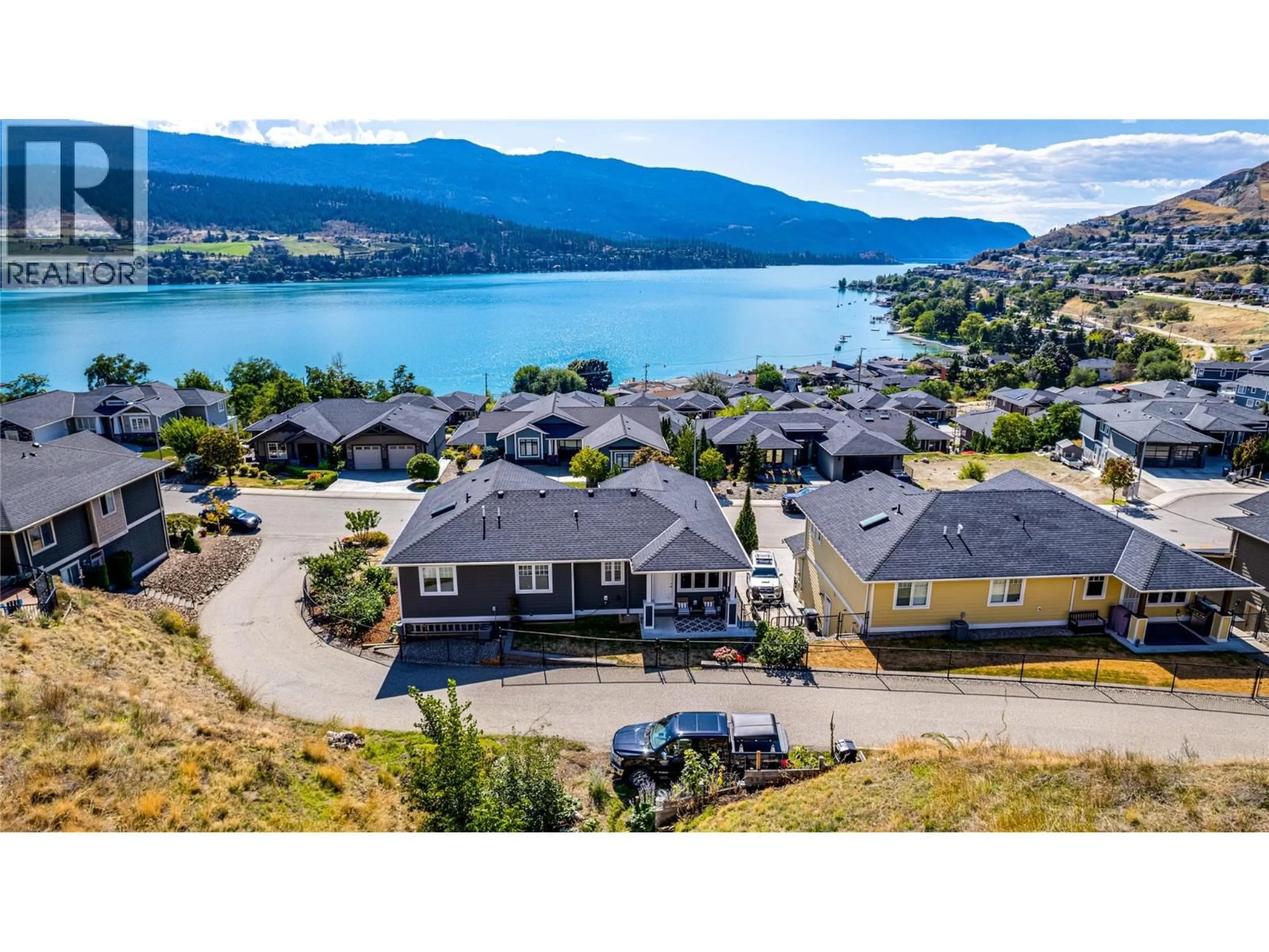 A pic from outside/outdoor area/front of a property/back of a property/a pic from drone, water/lake/river/ocean view for 7221 EDGEWATER PLACE, Coldstream British Columbia V1B4C5