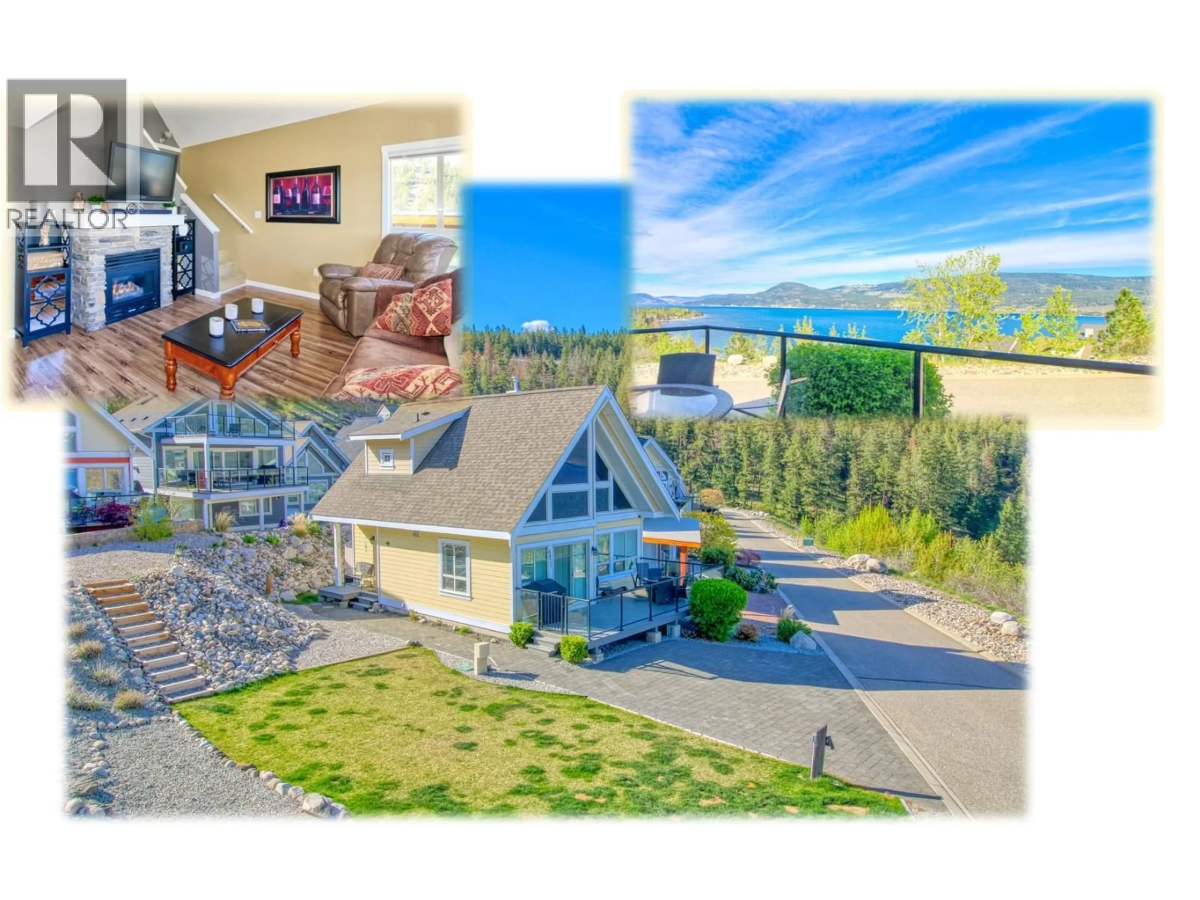 A pic from outside/outdoor area/front of a property/back of a property/a pic from drone, mountain view for 115 - 6871 SANTIAGO LOOP, Kelowna British Columbia V1Z3R8