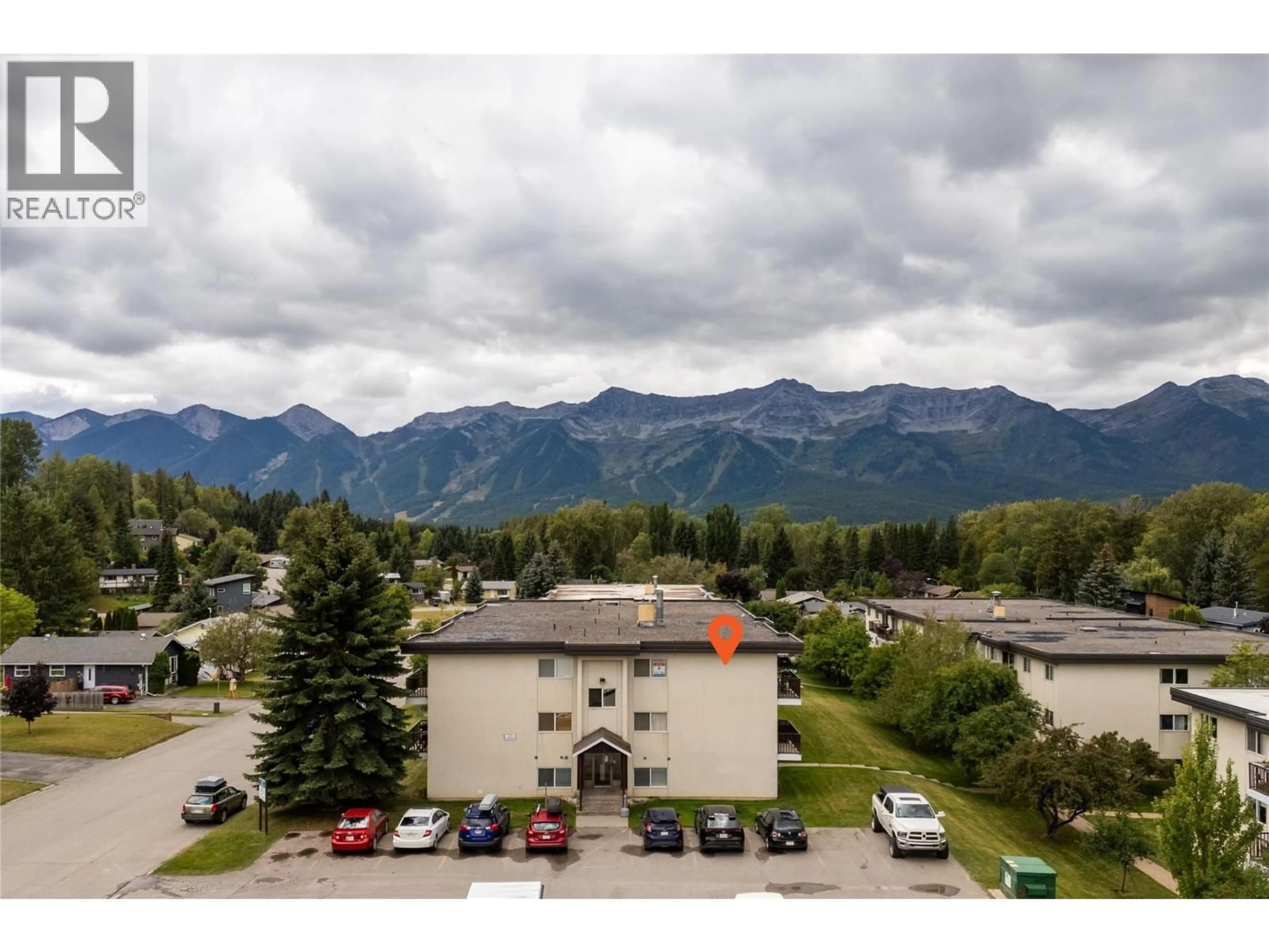 A pic from outside/outdoor area/front of a property/back of a property/a pic from drone, mountain view for 303 - 51 RIDGEMONT DRIVE, Fernie British Columbia V0B1M2