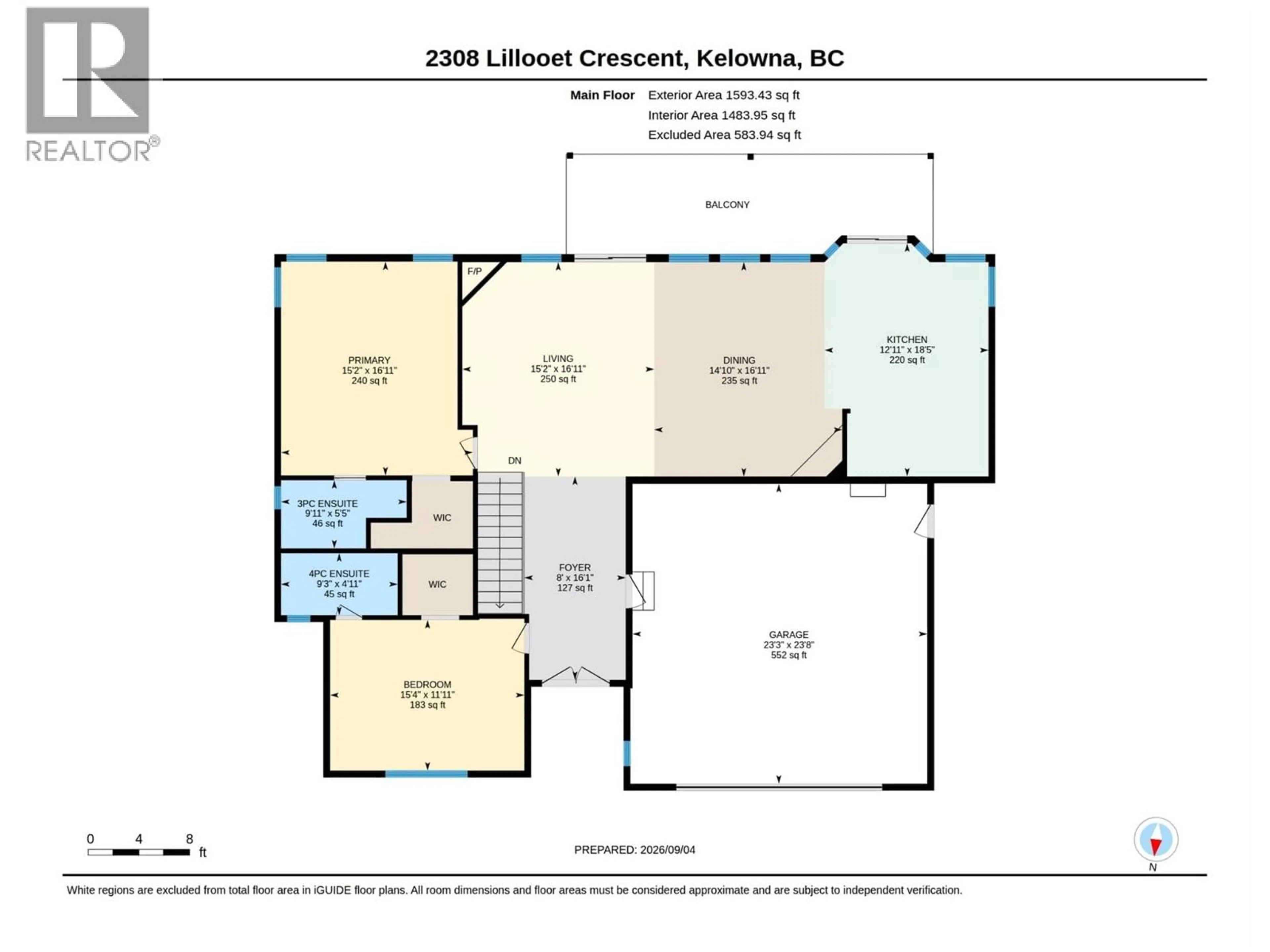 Floor plan for 2308 LILLOOET CRESCENT, Kelowna British Columbia V1V1T1