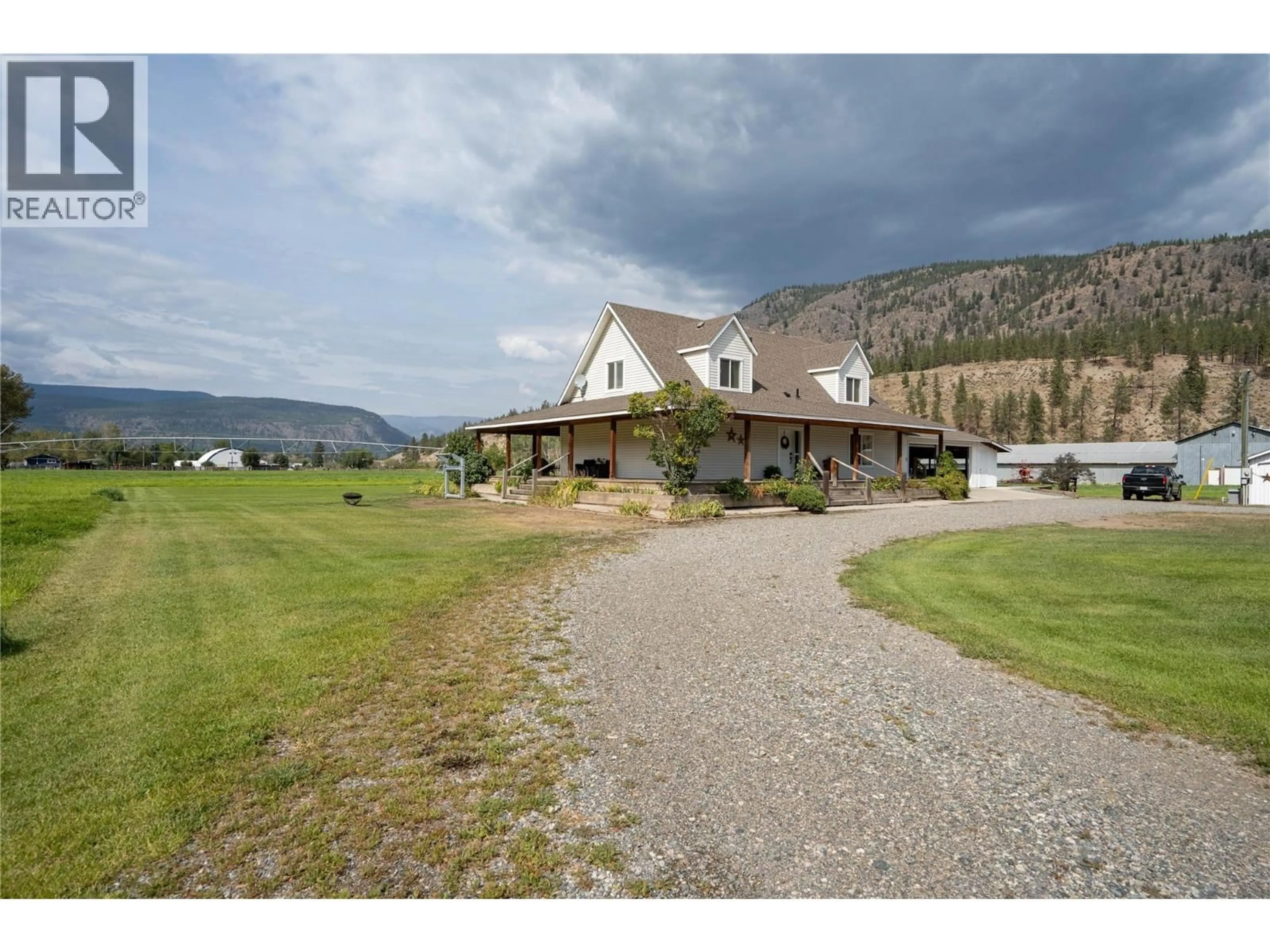 A pic from outside/outdoor area/front of a property/back of a property/a pic from drone, mountain view for 2328 WILLGOOSE ROAD, Merritt British Columbia V1K1N7