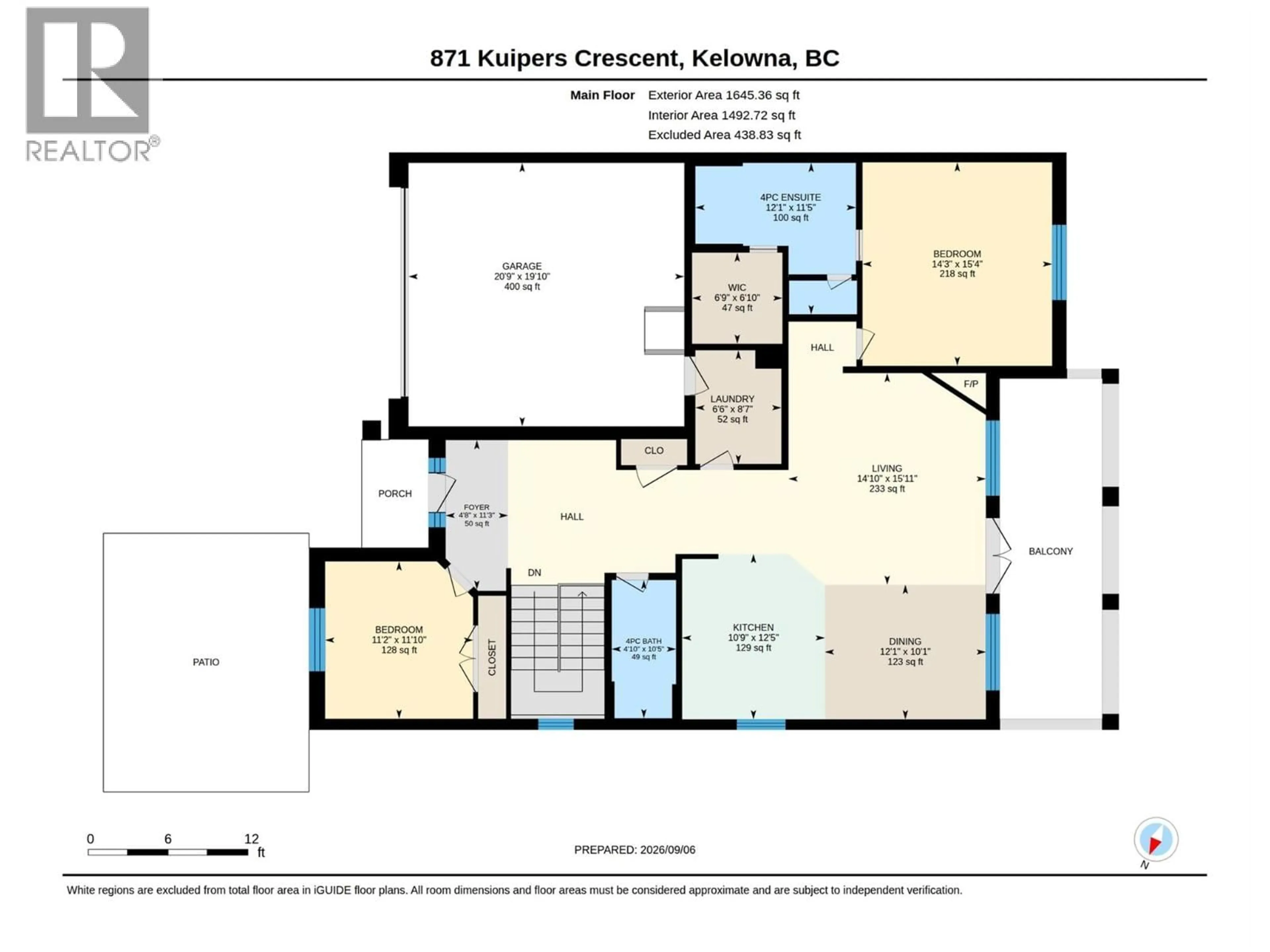 Floor plan for 871 KUIPERS CRESCENT, Kelowna British Columbia V1W5B1