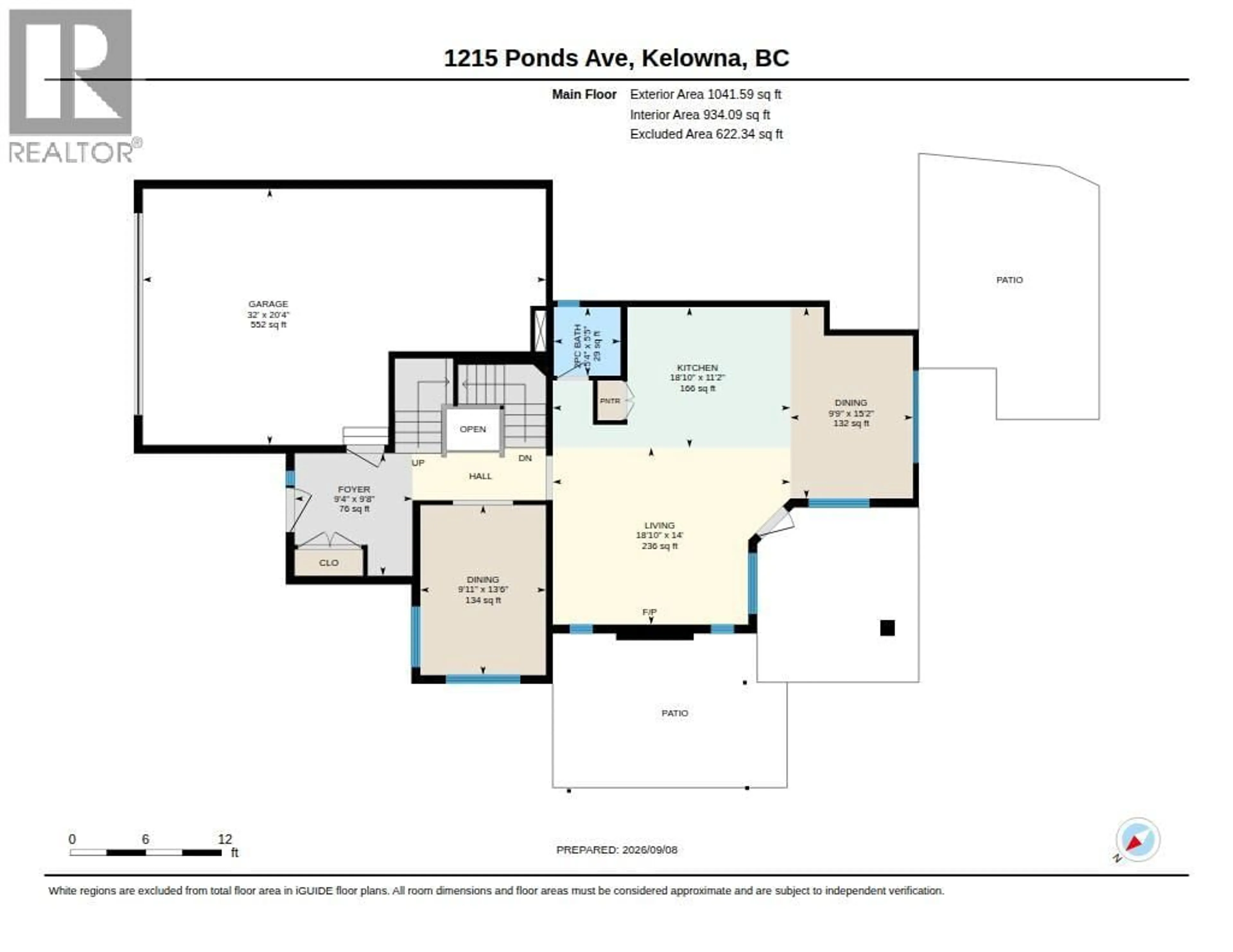 Floor plan for 1215 PONDS AVENUE, Kelowna British Columbia V1W5N1
