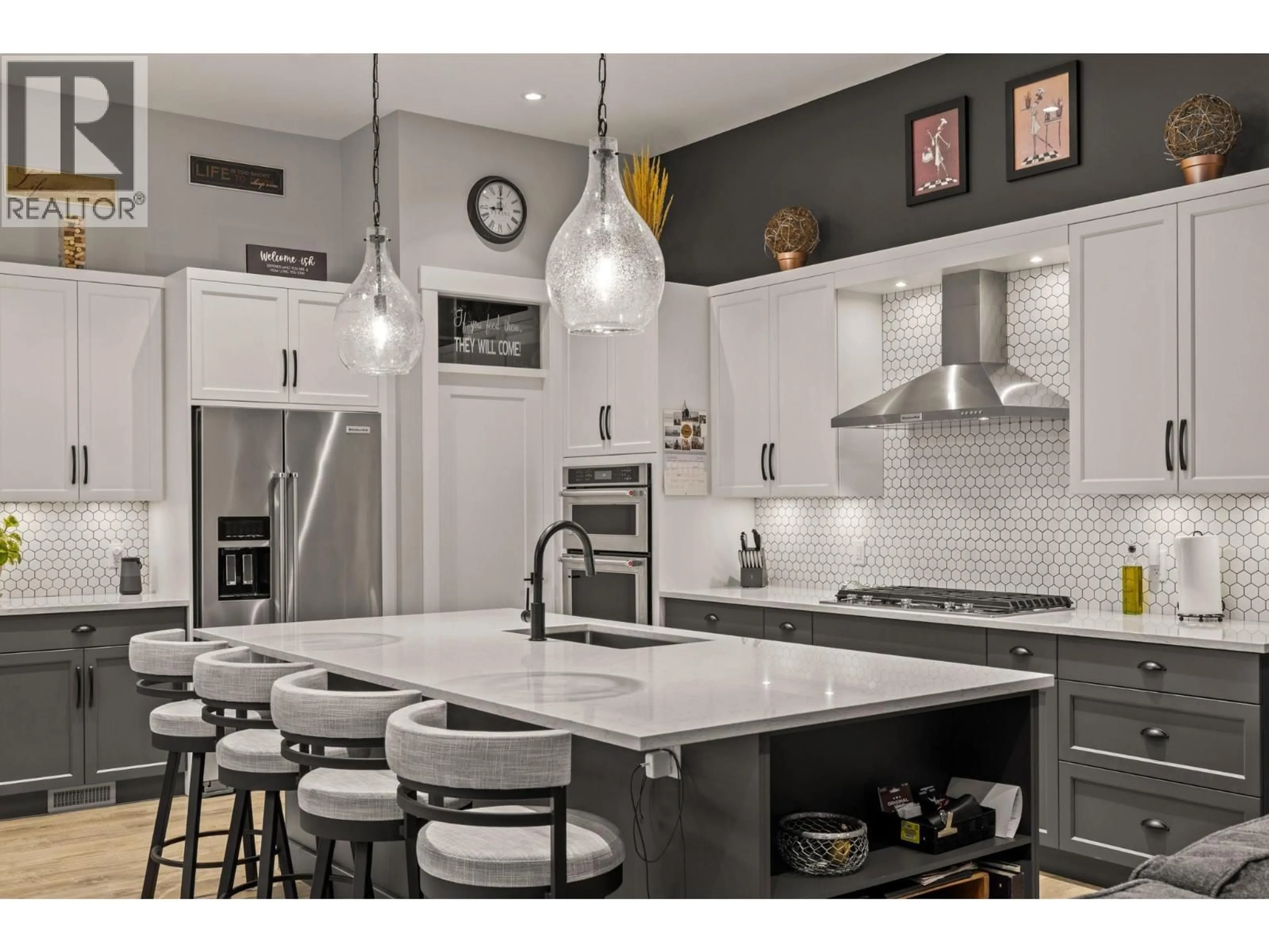Contemporary kitchen, ceramic/tile floor for 3663 MCKINLEY BEACH DRIVE, Kelowna British Columbia V1V3G2