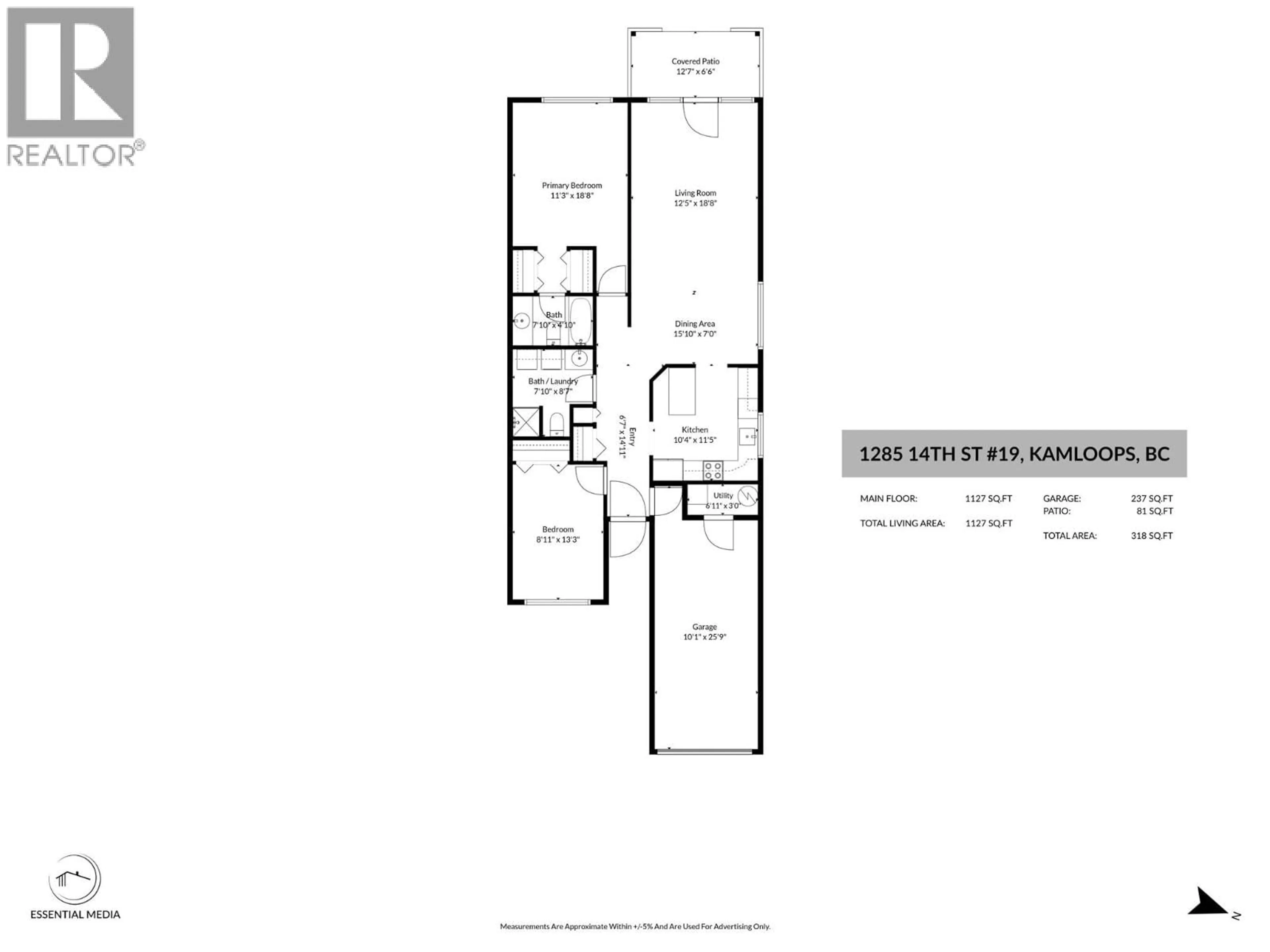 Floor plan for 19 - 1285 14TH STREET, Kamloops British Columbia V2B8K9