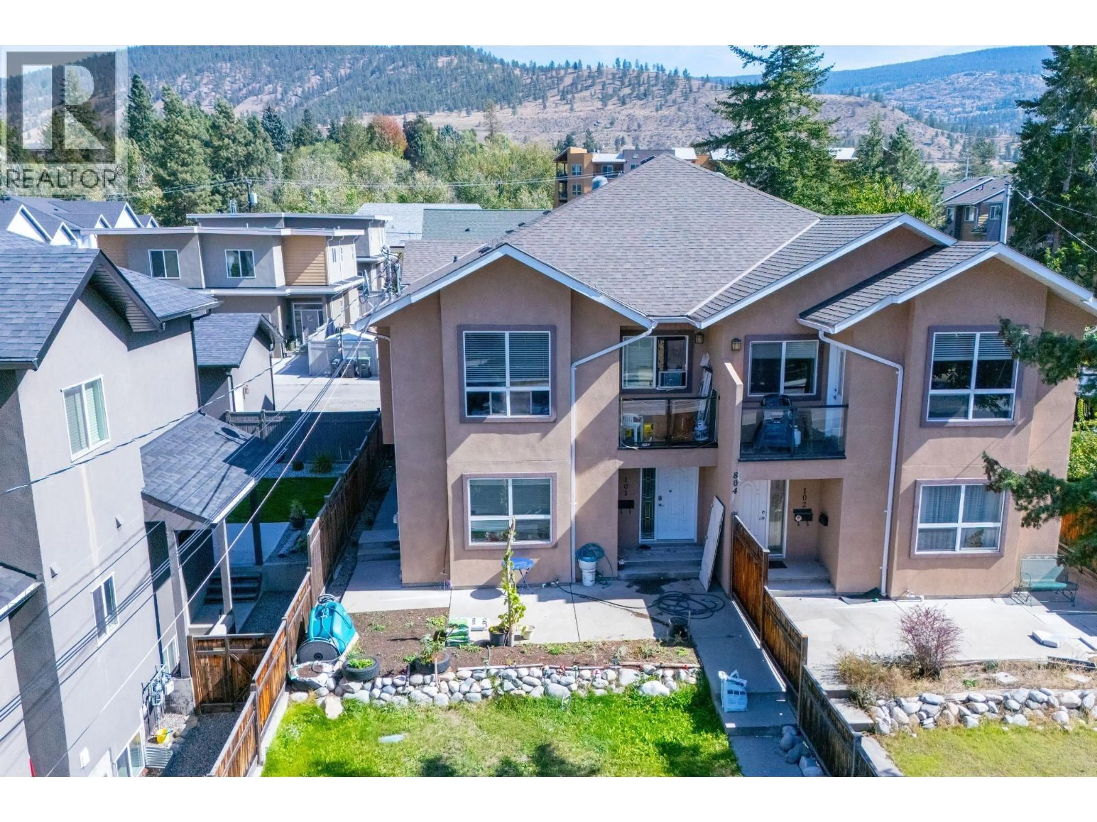 A pic from outside/outdoor area/front of a property/back of a property/a pic from drone, mountain view for 101 - 804 GOVERNMENT STREET, Penticton British Columbia V2A4T3