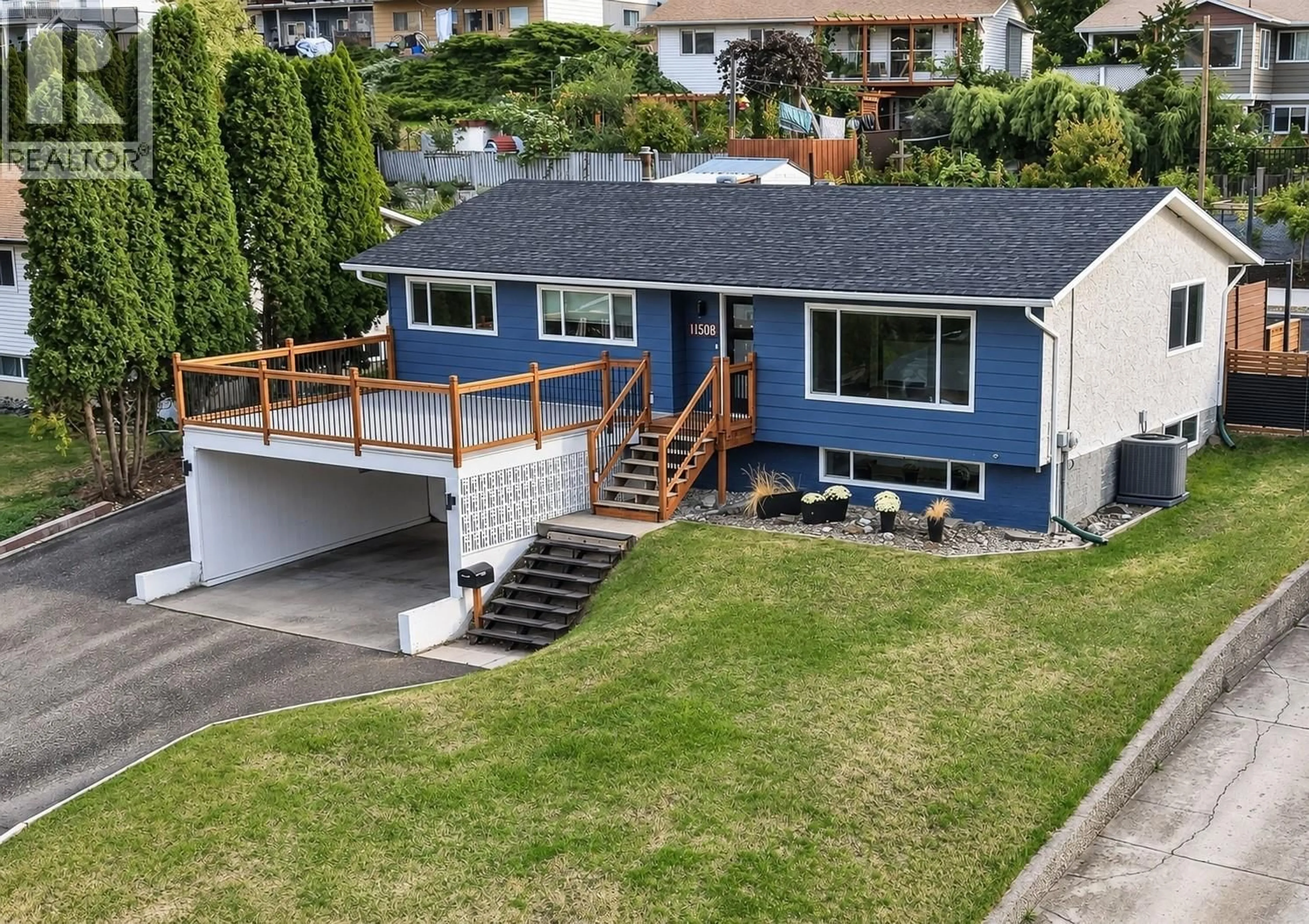A pic from outside/outdoor area/front of a property/back of a property/a pic from drone, street for 11508 PRIEST VALLEY DRIVE, Coldstream British Columbia V1B1B6