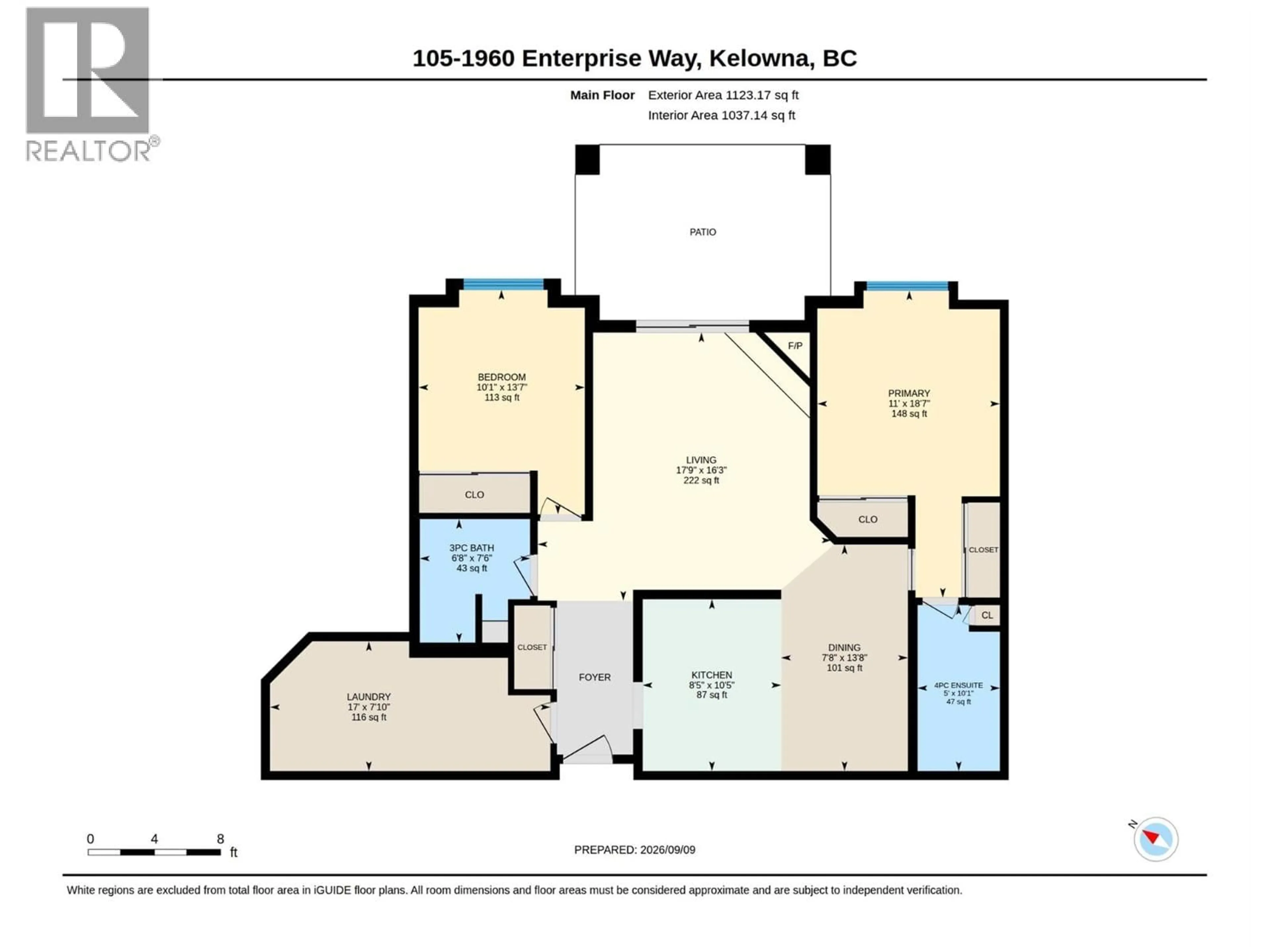 Floor plan for 105 - 1960 ENTERPRISE WAY, Kelowna British Columbia V1Y9S5
