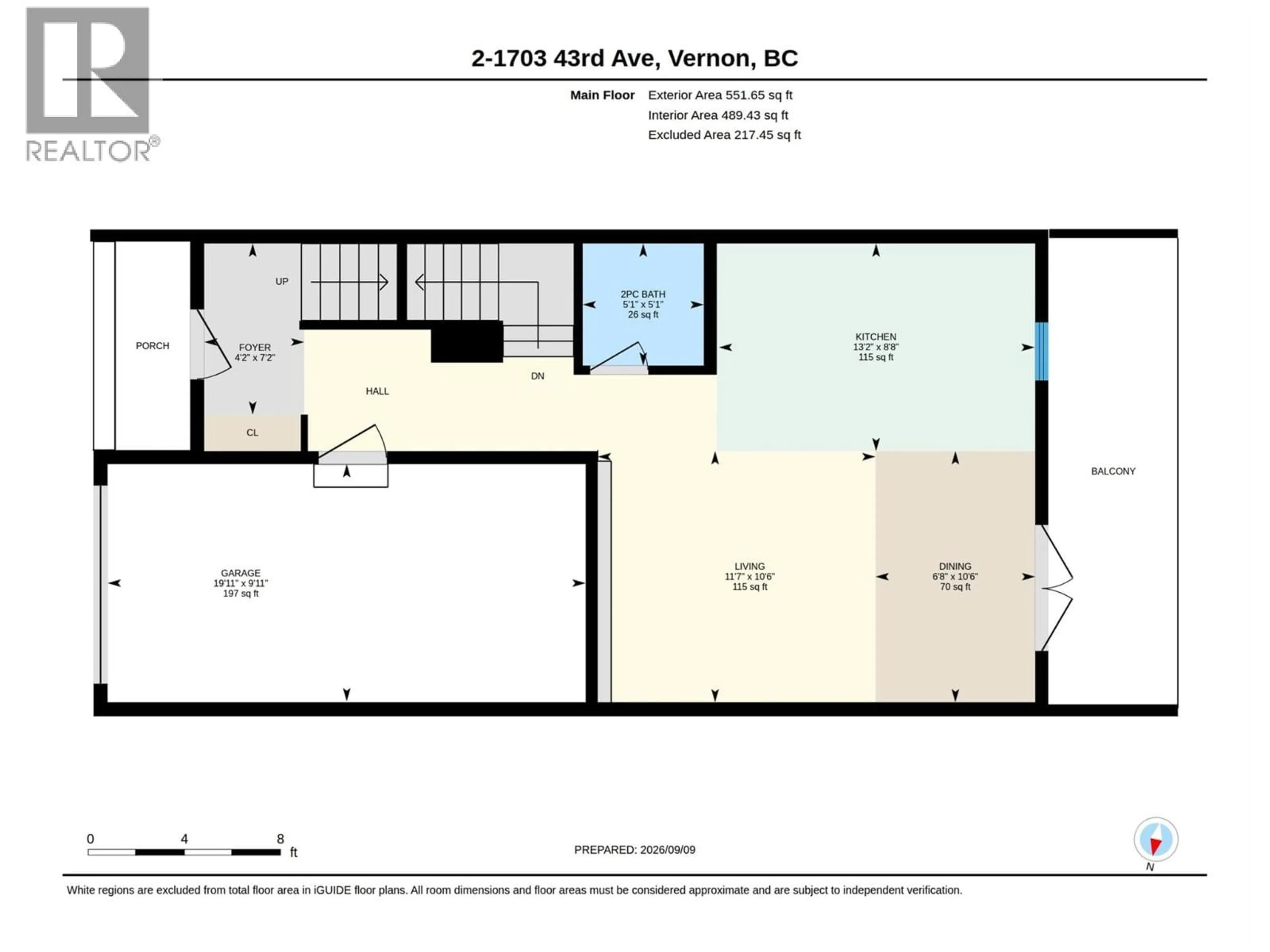 Floor plan for 2 - 1703 43 AVENUE, Vernon British Columbia V1T3K2