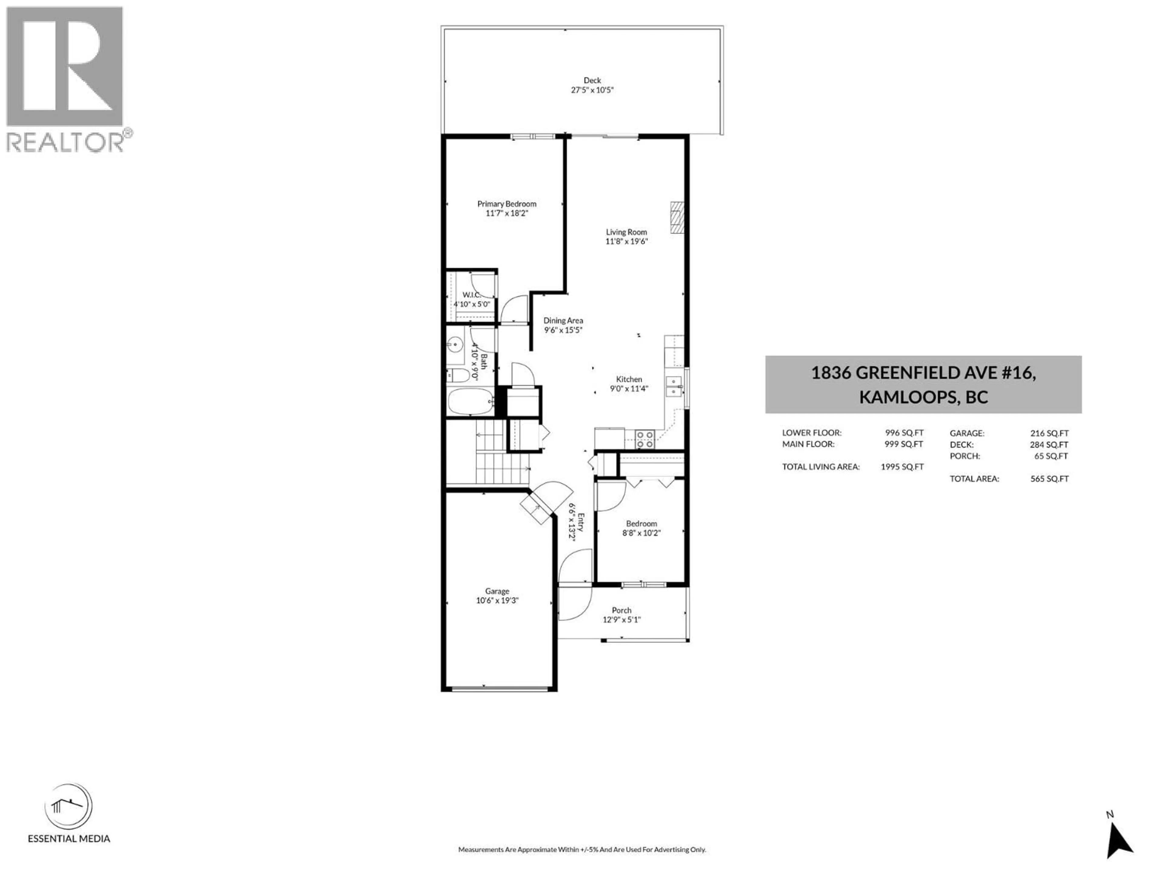 Floor plan for 16 - 1836 GREENFIELD AVENUE, Kamloops British Columbia V2B8T2
