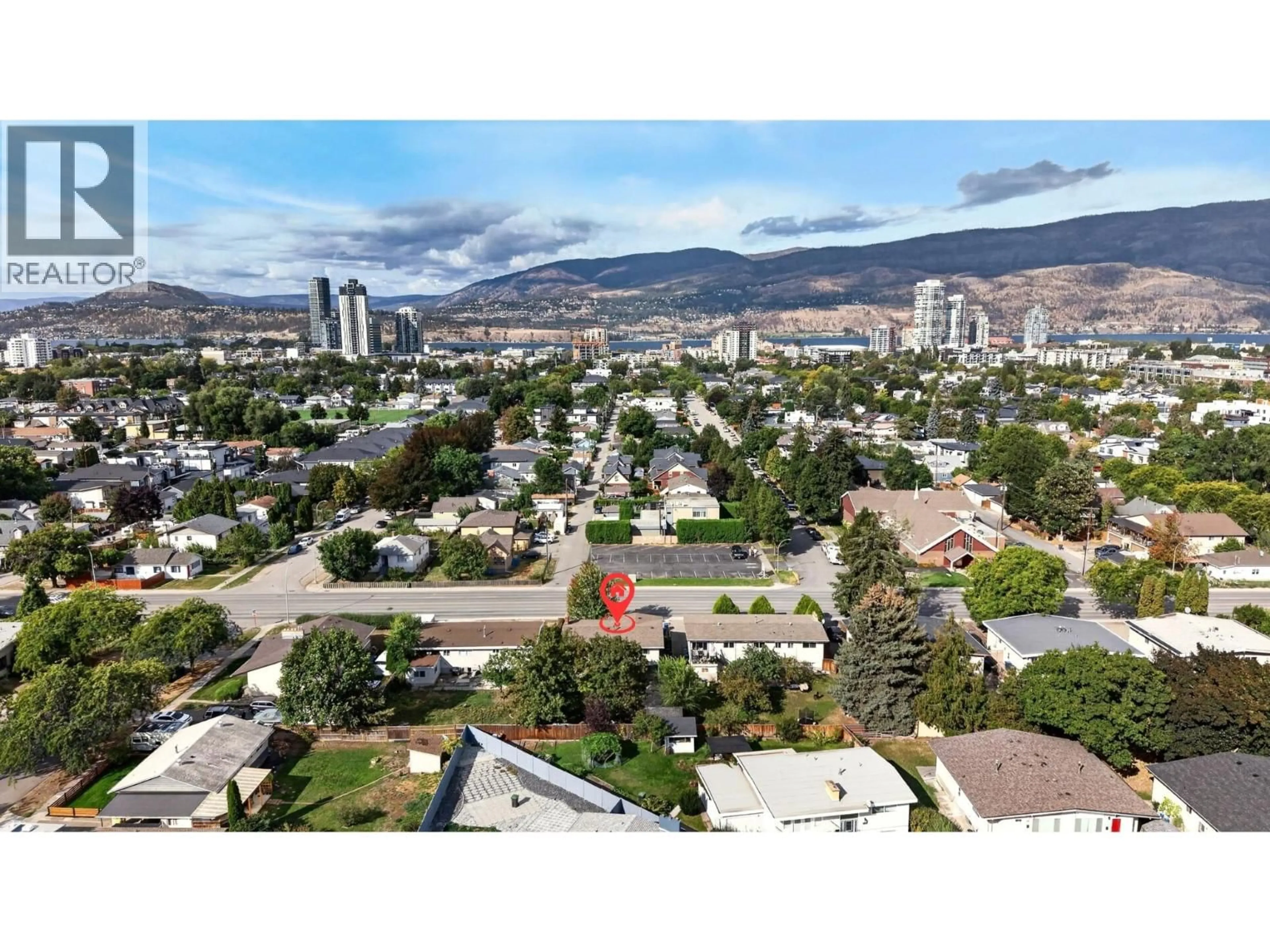 A pic from outside/outdoor area/front of a property/back of a property/a pic from drone, mountain view for 1387 GORDON DRIVE, Kelowna British Columbia V1Y3E9